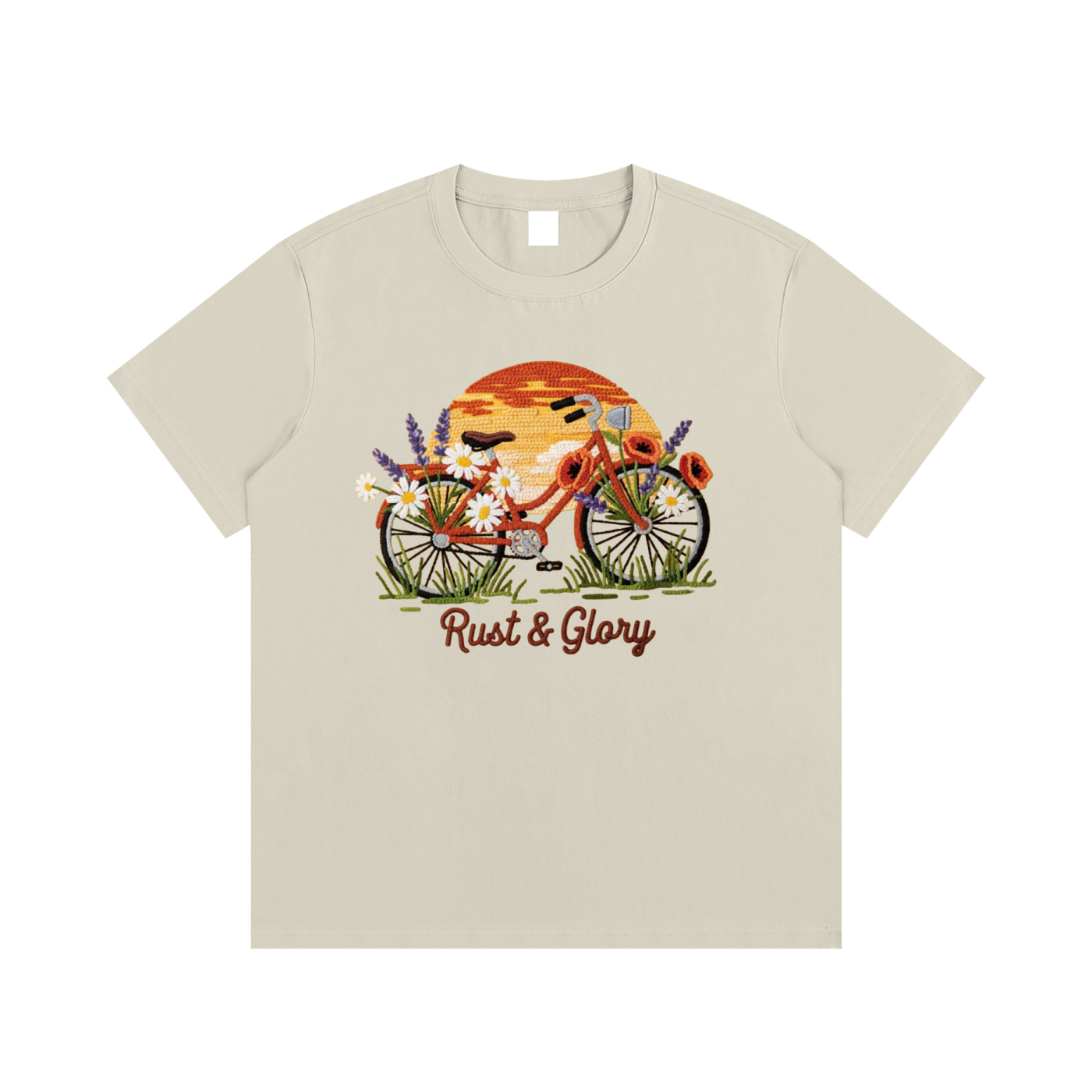 Rust & Glory: Floral Bicycle
 Cotton T-Shirt