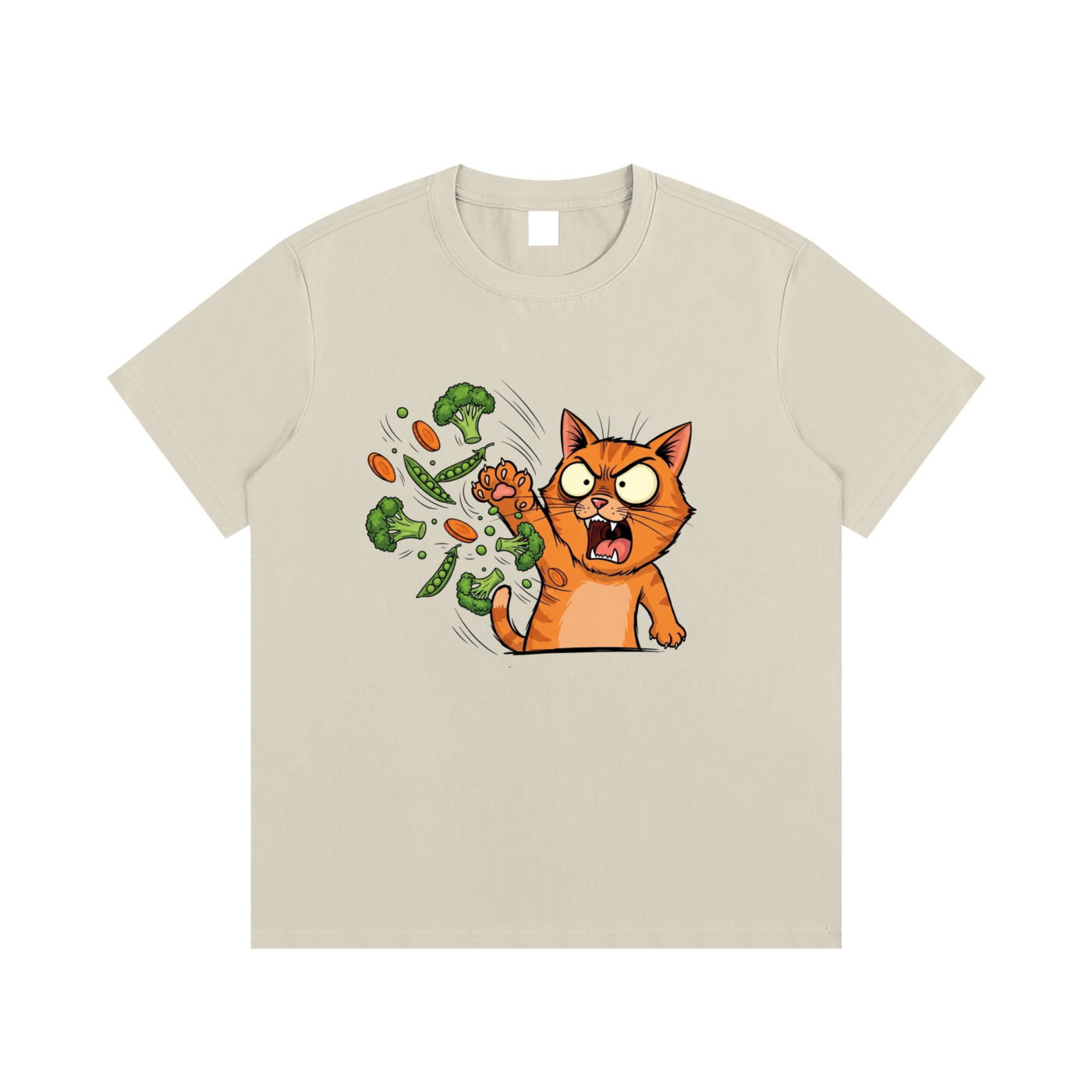 Angry Cat vs. Veggies
 Cotton T-Shirt