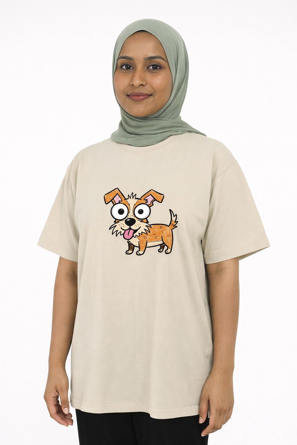 Big-Eyed Scruffy Pup
 Cotton T-Shirt