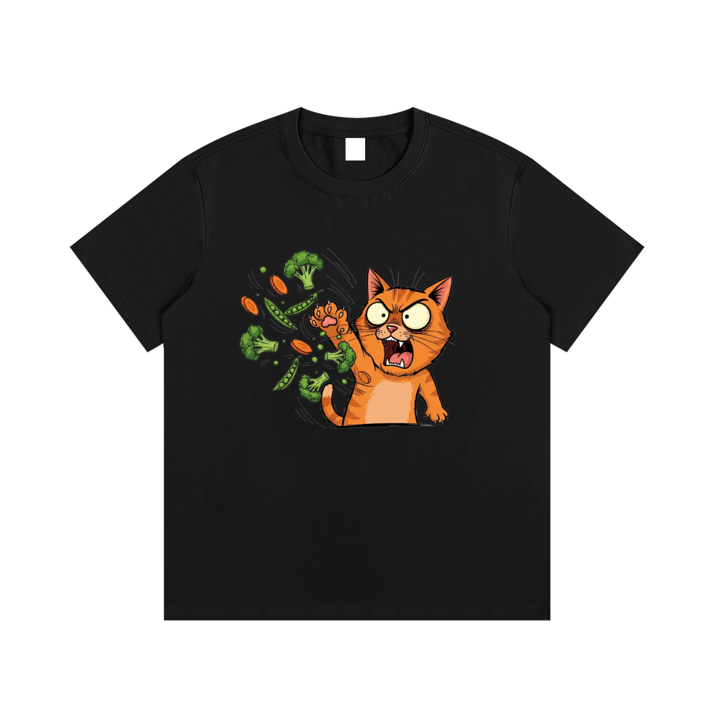 Angry Cat vs. Veggies
 Cotton T-Shirt