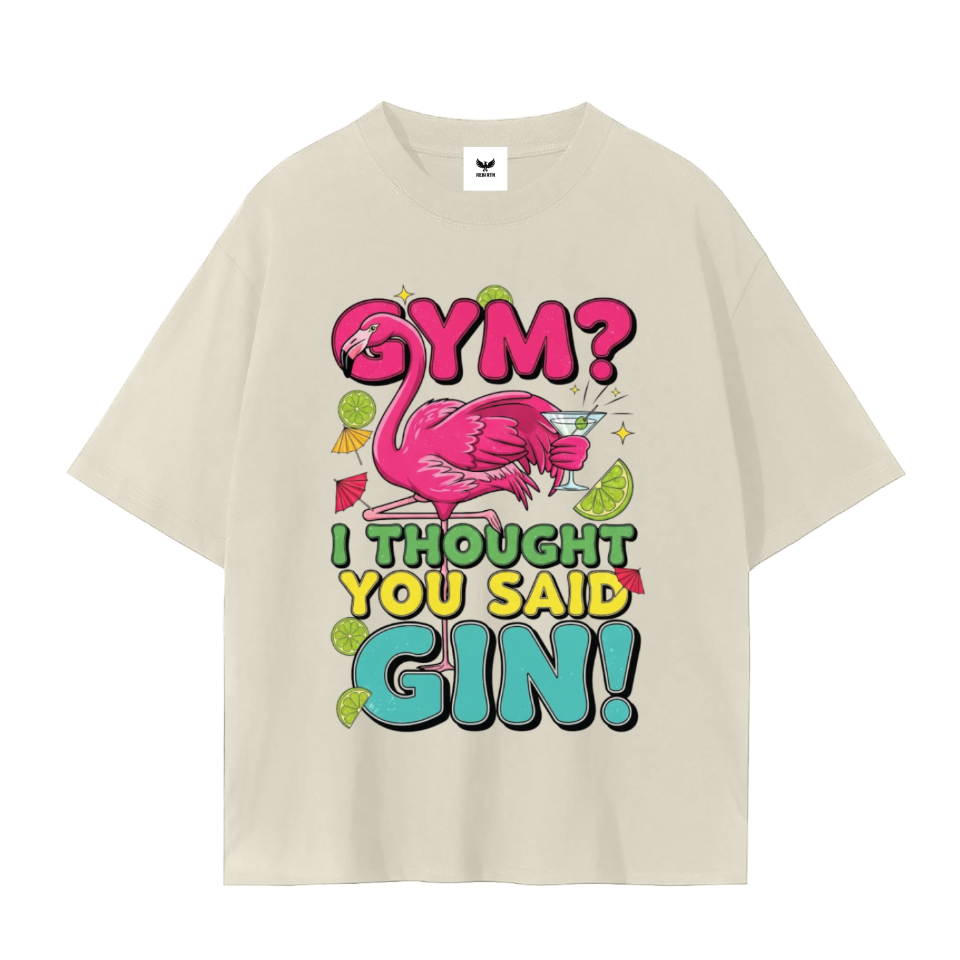 Funny Flamingo Gin T-Shirt - Tropical Cocktail Graphic Tee Unisex Seamless T-Shirt