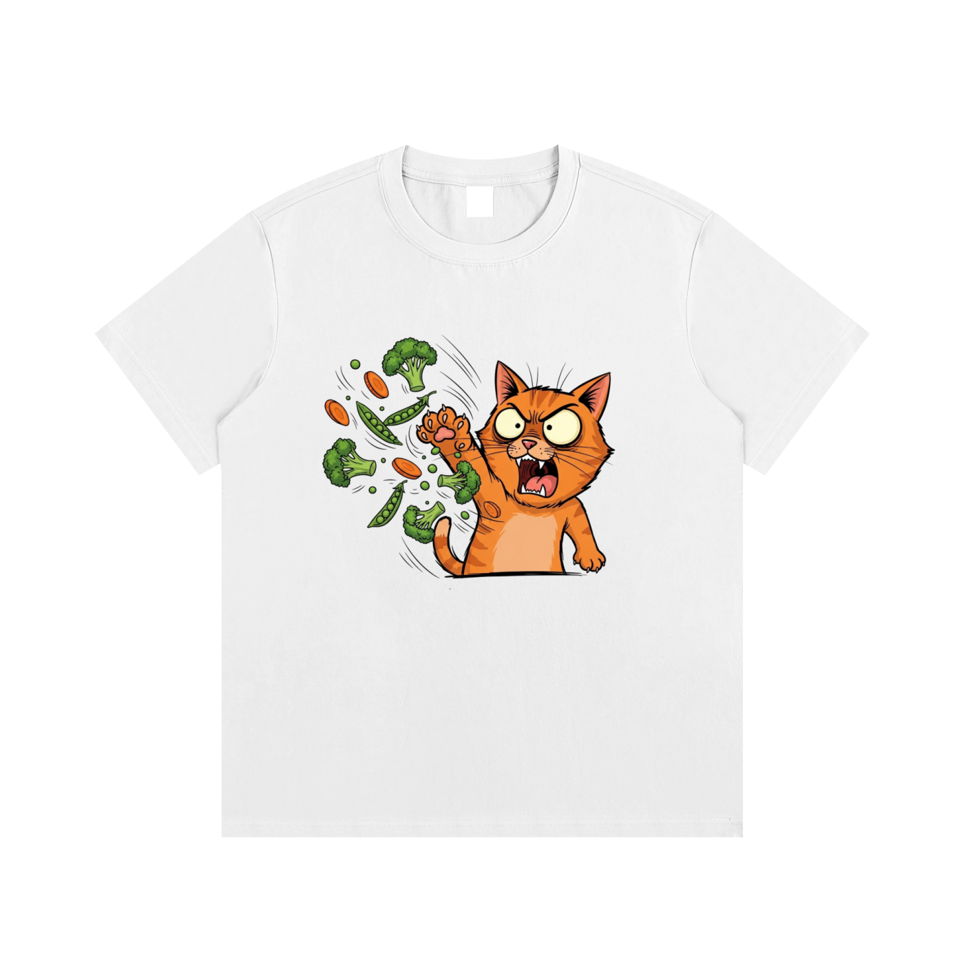 Angry Cat vs. Veggies
 Cotton T-Shirt