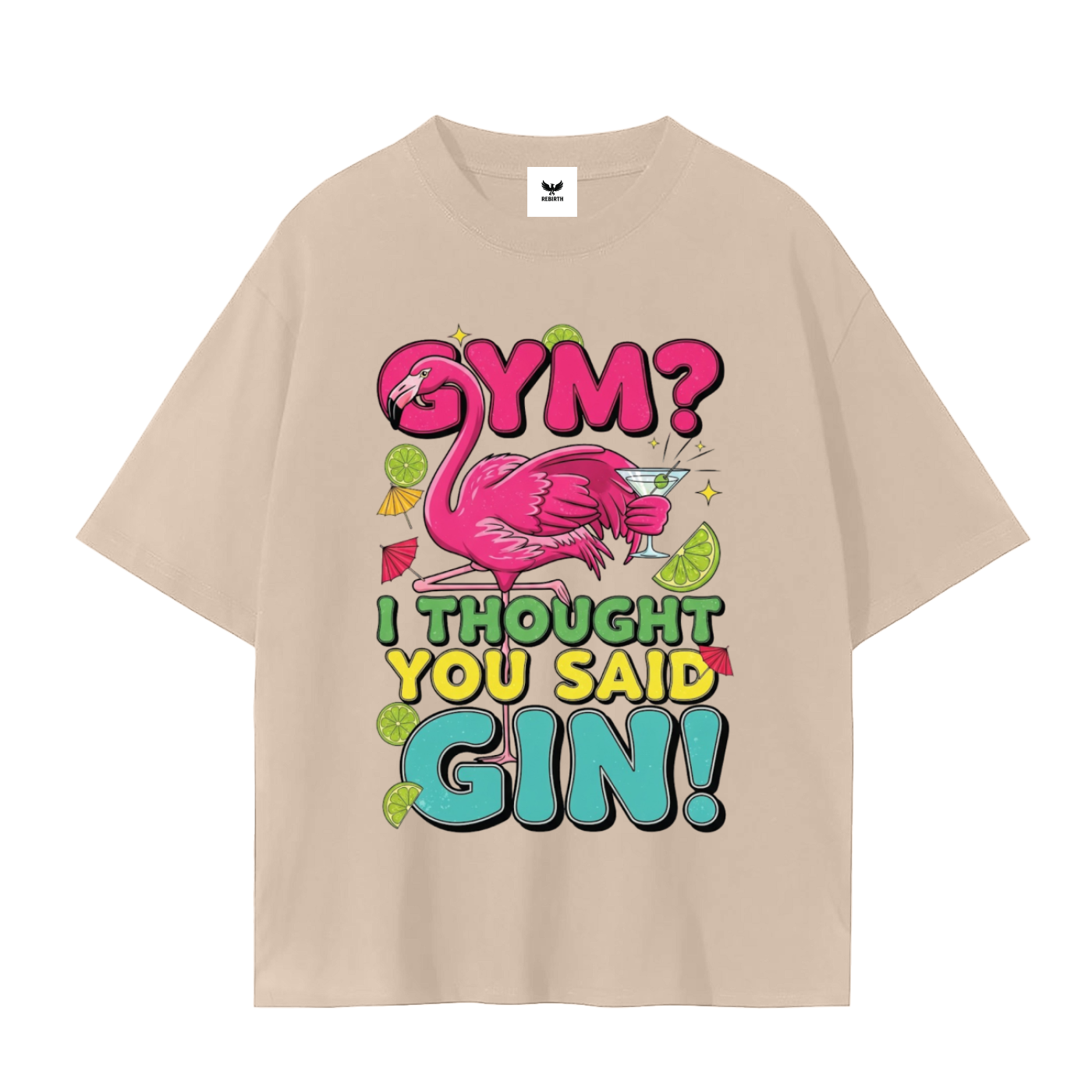 Funny Flamingo Gin T-Shirt - Tropical Cocktail Graphic Tee Unisex Seamless T-Shirt