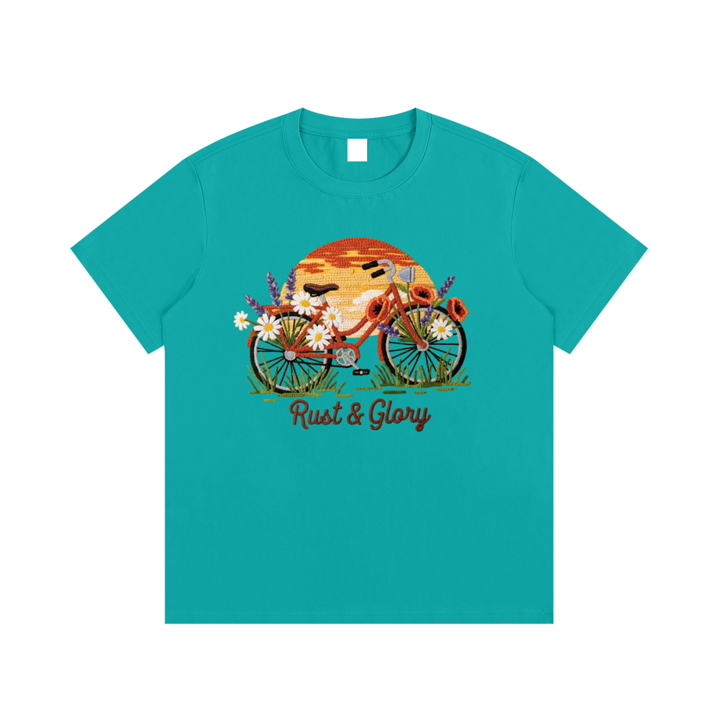 Rust & Glory: Floral Bicycle
 Cotton T-Shirt