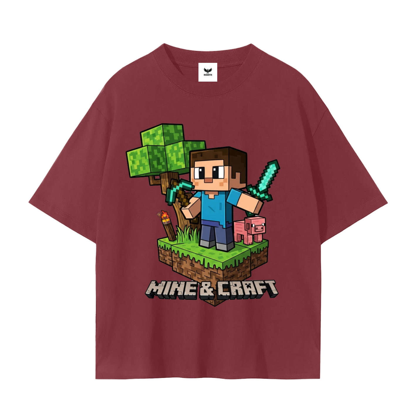 Gamer Elite: "Mine & Craft" Block-Style Graphic Tee.