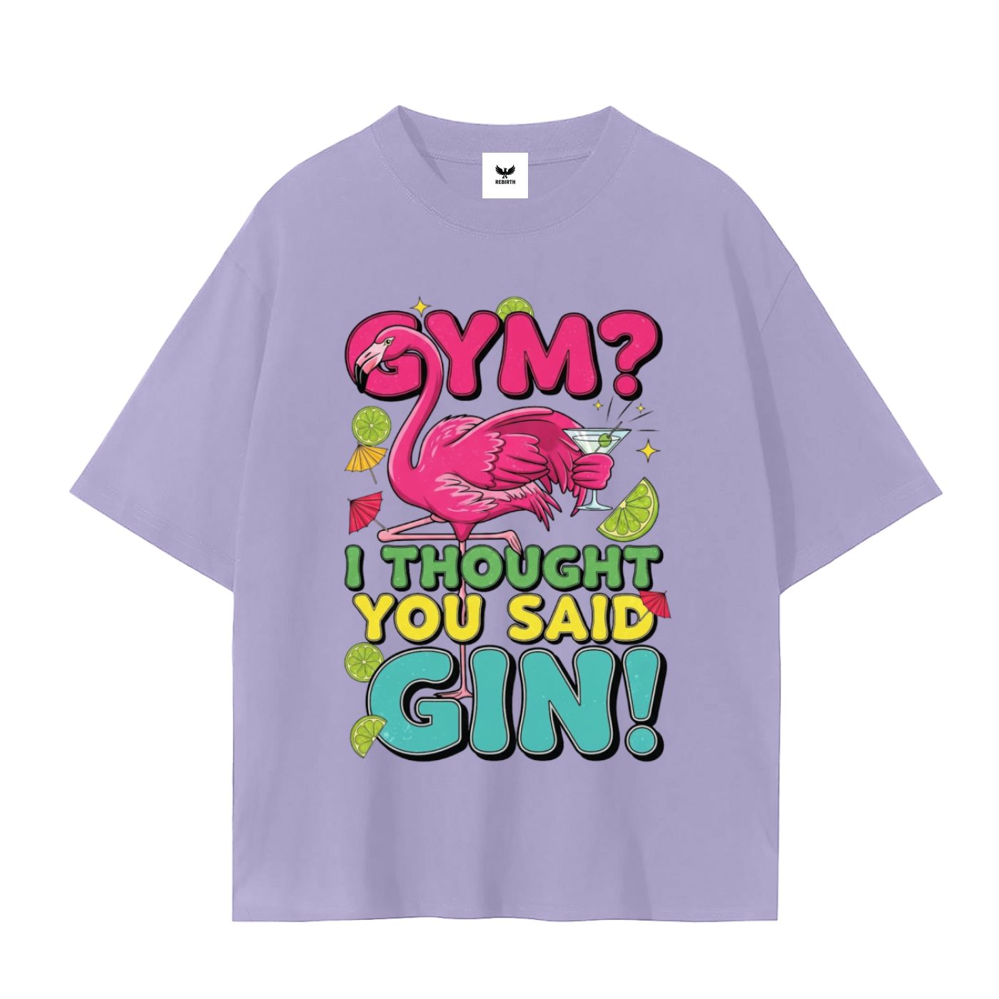 Funny Flamingo Gin T-Shirt - Tropical Cocktail Graphic Tee Unisex Seamless T-Shirt