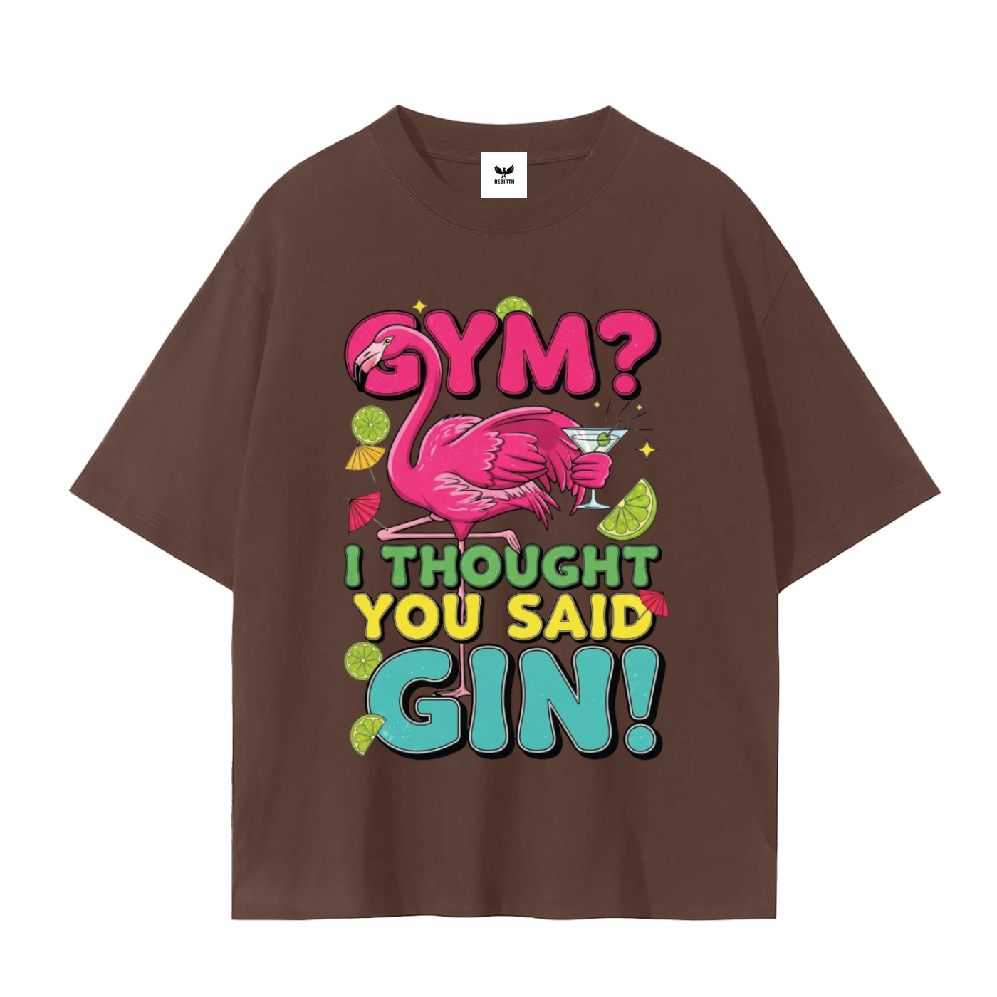 Funny Flamingo Gin T-Shirt - Tropical Cocktail Graphic Tee Unisex Seamless T-Shirt