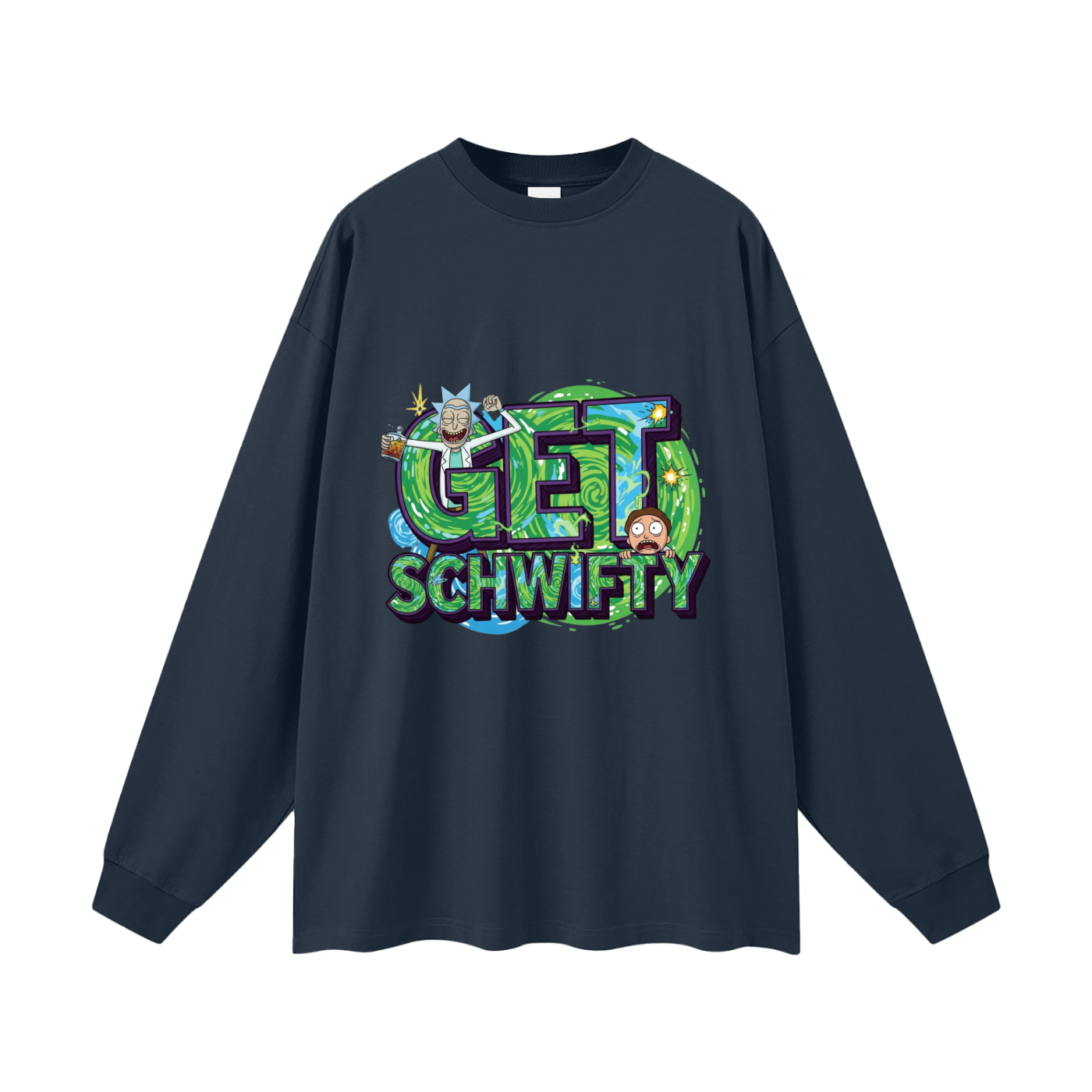 Get Schwifty Rick & Morty Oversized Unisex Long Sleeve T-Shirt