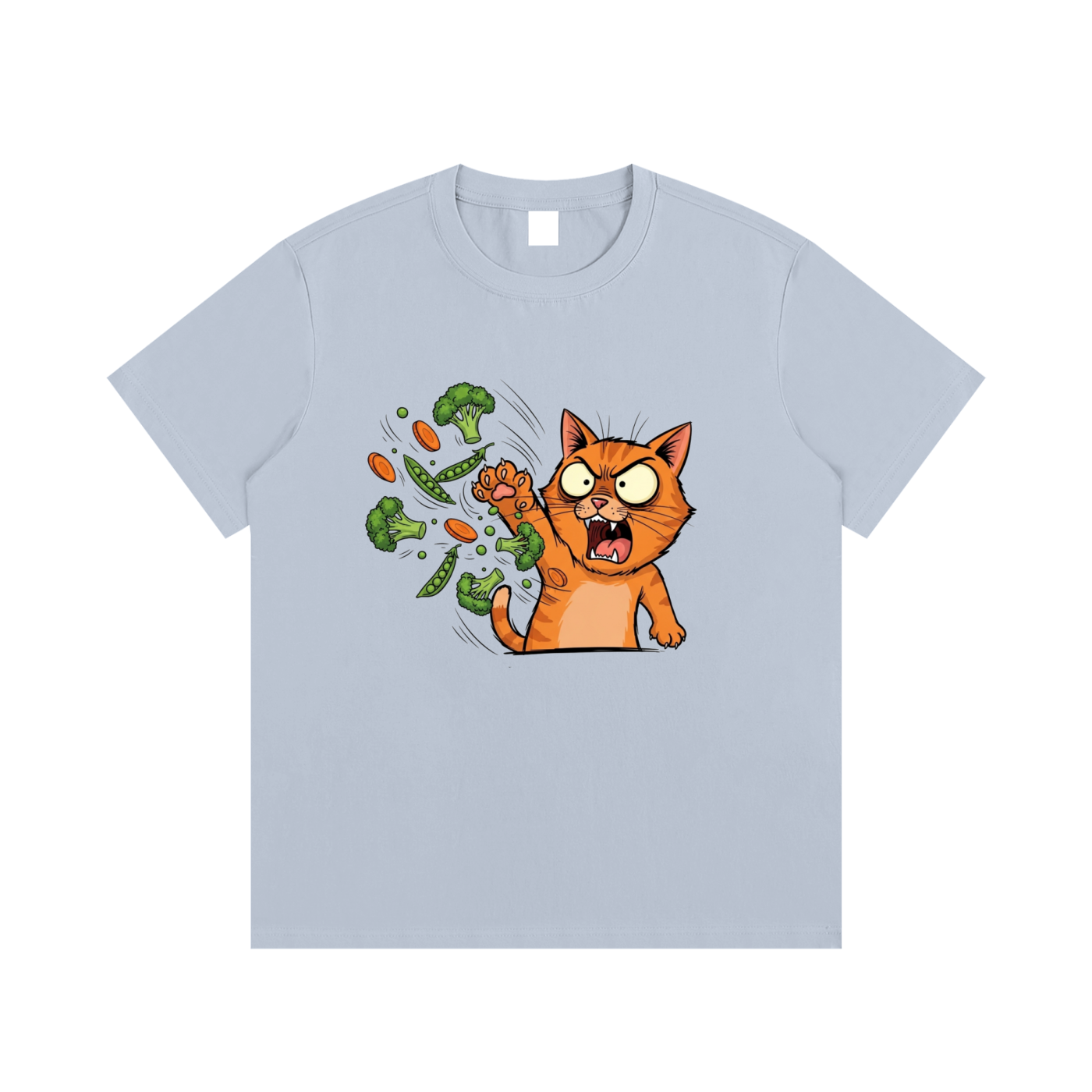 Angry Cat vs. Veggies
 Cotton T-Shirt