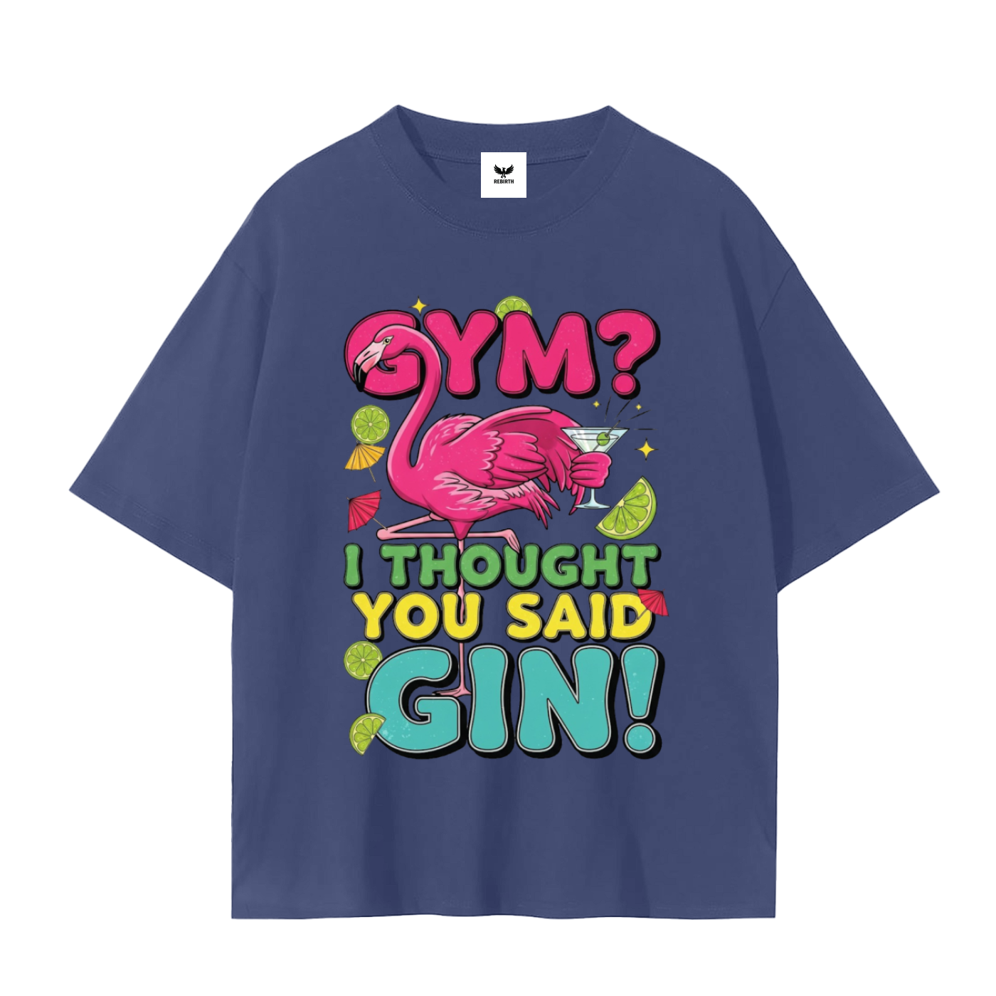 Funny Flamingo Gin T-Shirt - Tropical Cocktail Graphic Tee Unisex Seamless T-Shirt