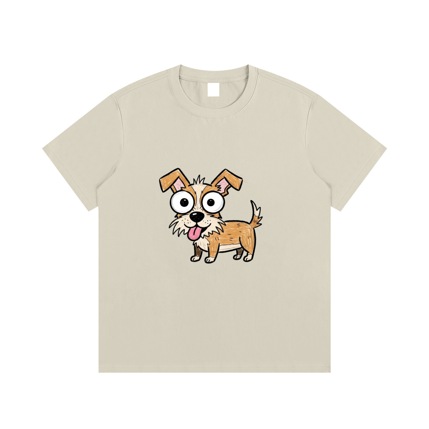 Big-Eyed Scruffy Pup
 Cotton T-Shirt
