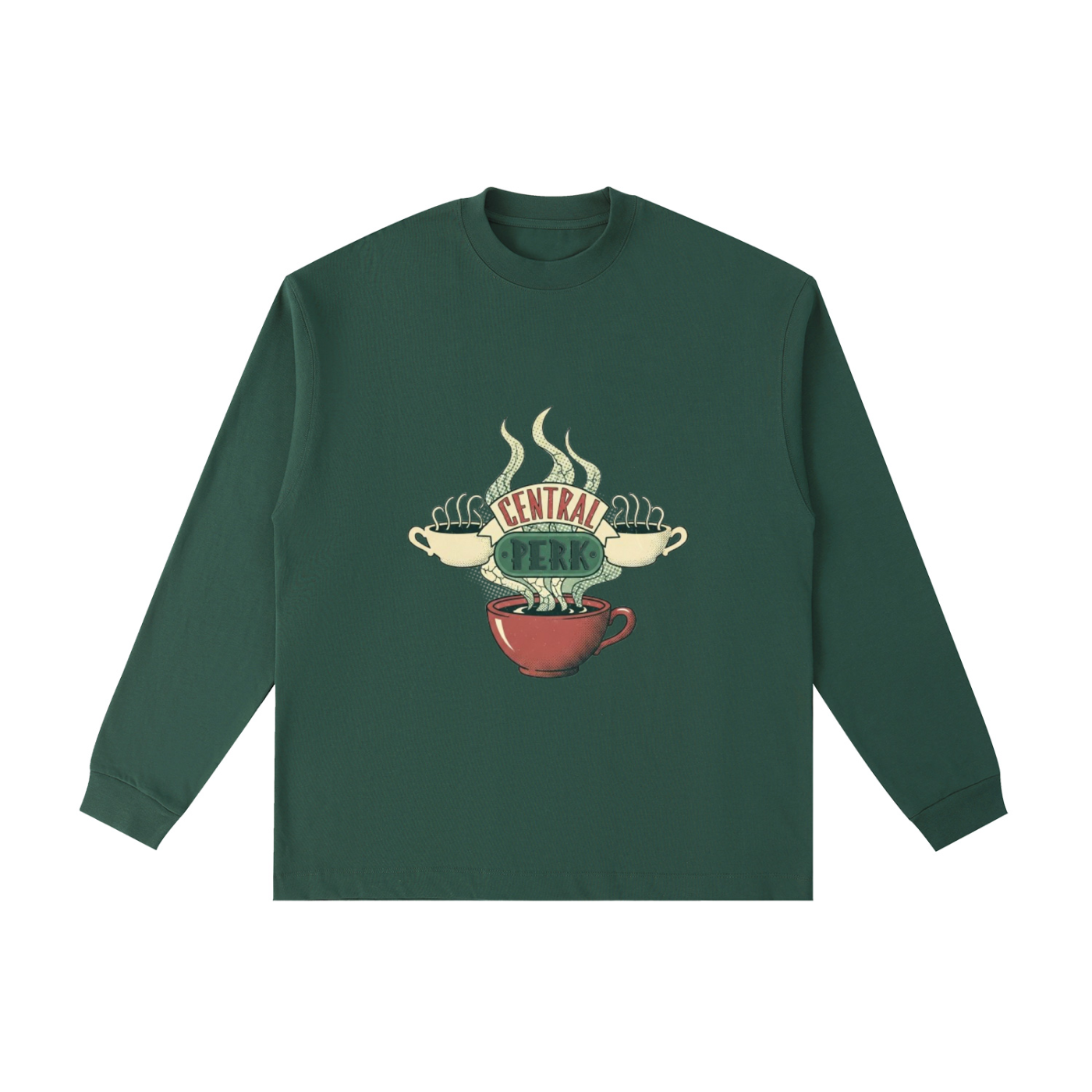 ☕️🌿 'Surreal Perk' Forest Green Sweatshirt 🌿☕️