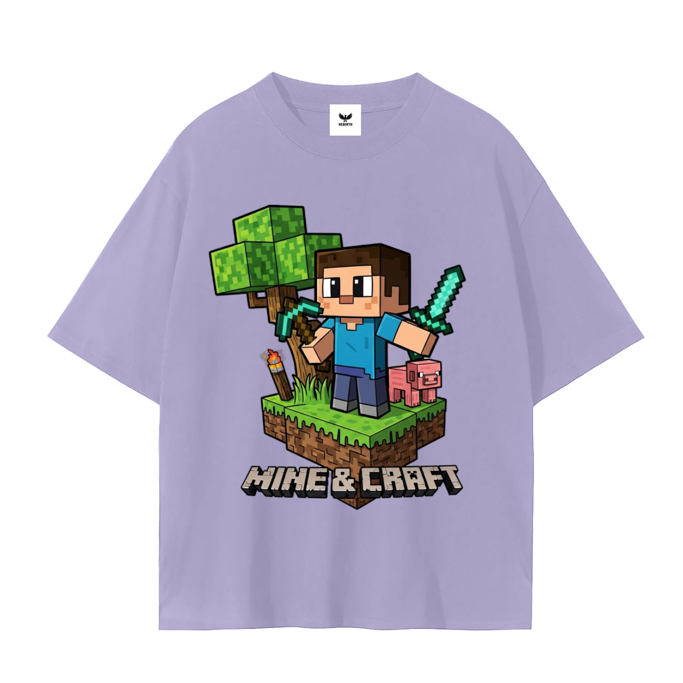 Gamer Elite: "Mine & Craft" Block-Style Graphic Tee.