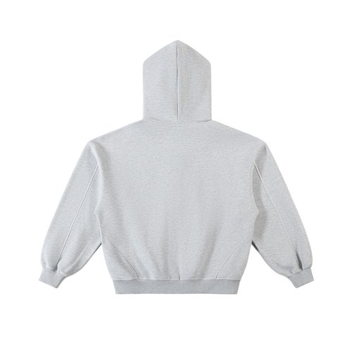 Contrast-Stitched Boxy Fleece Zip Hoodie