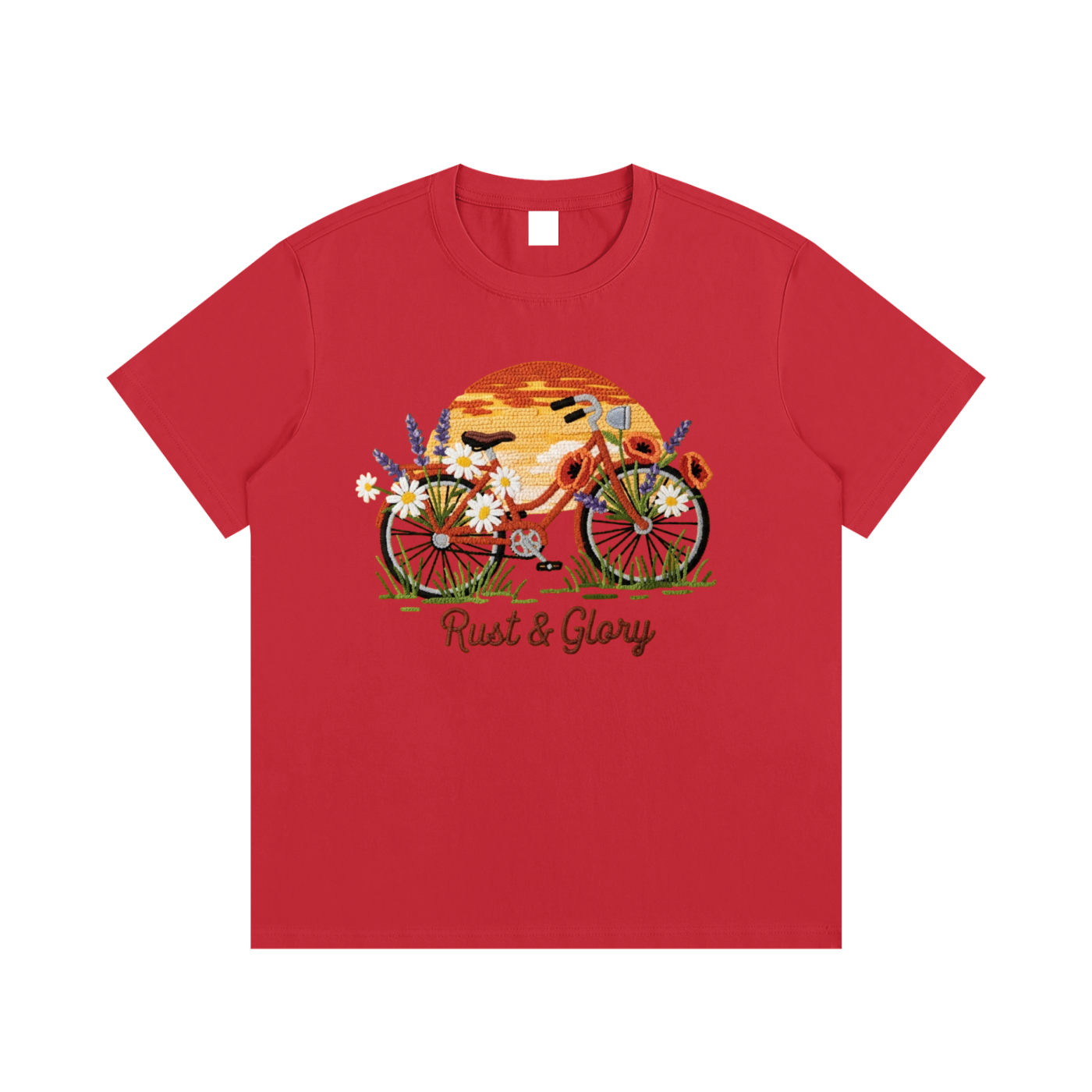 Rust & Glory: Floral Bicycle
 Cotton T-Shirt