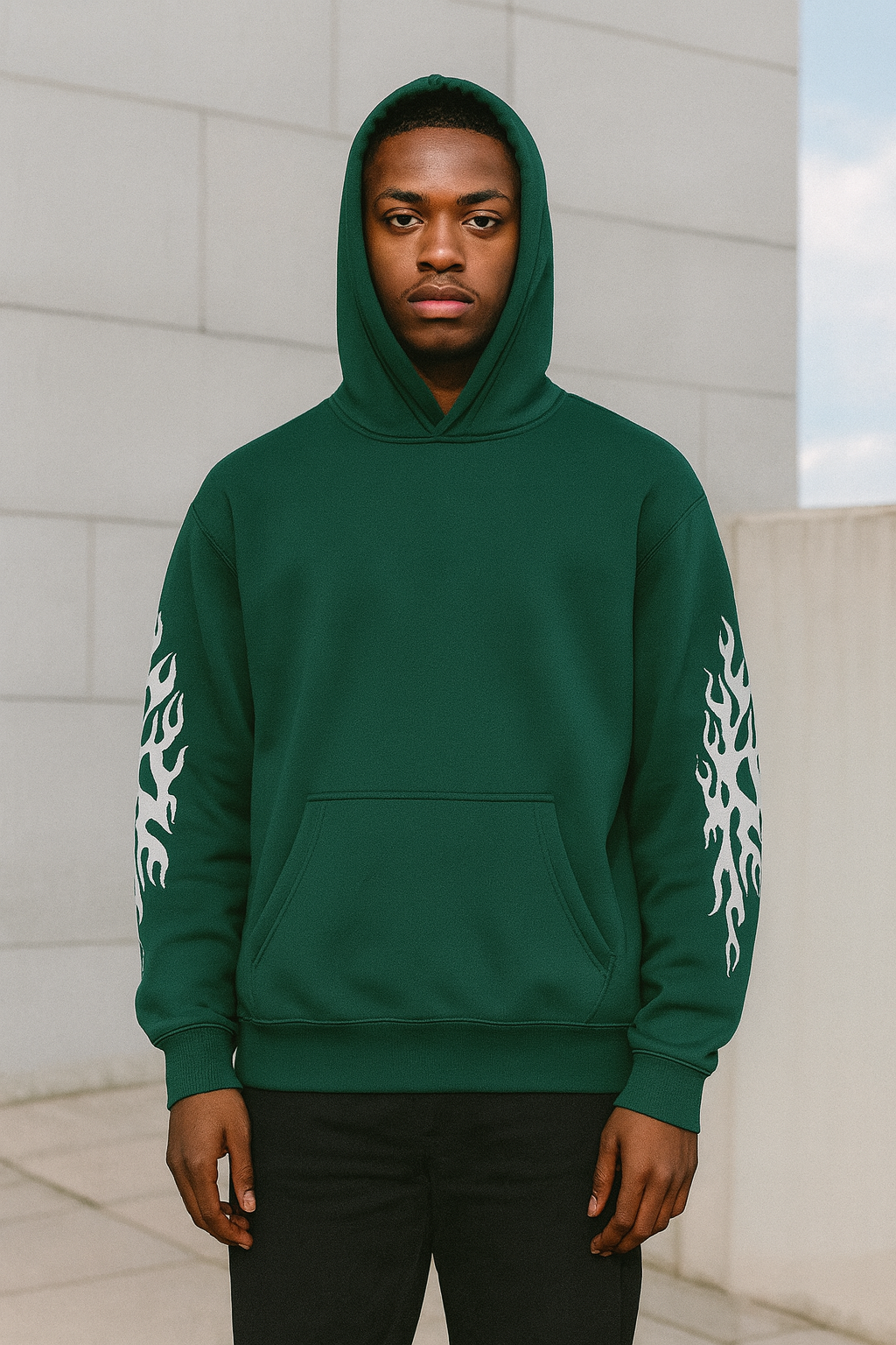 🌲🔥 'Ignite' Emerald Green Flame Hoodie 🔥🌲