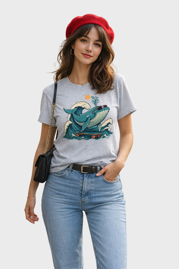 Surfing Whale Graphic Tee