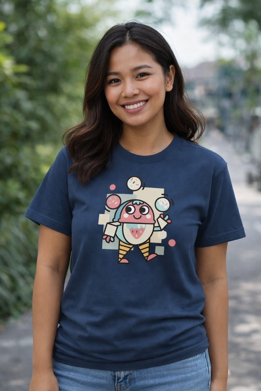 🎨 'Sweet Juggler' Kawaii Navy Tee 🎨