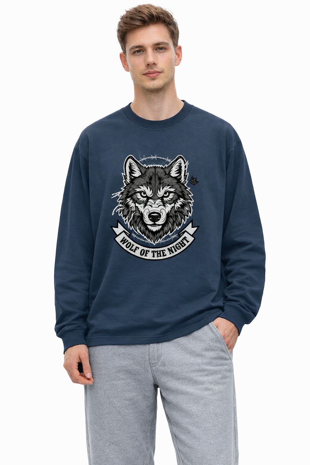 🐺🌑 'Wolf of the Night' Navy Crewneck 🐺🌑
