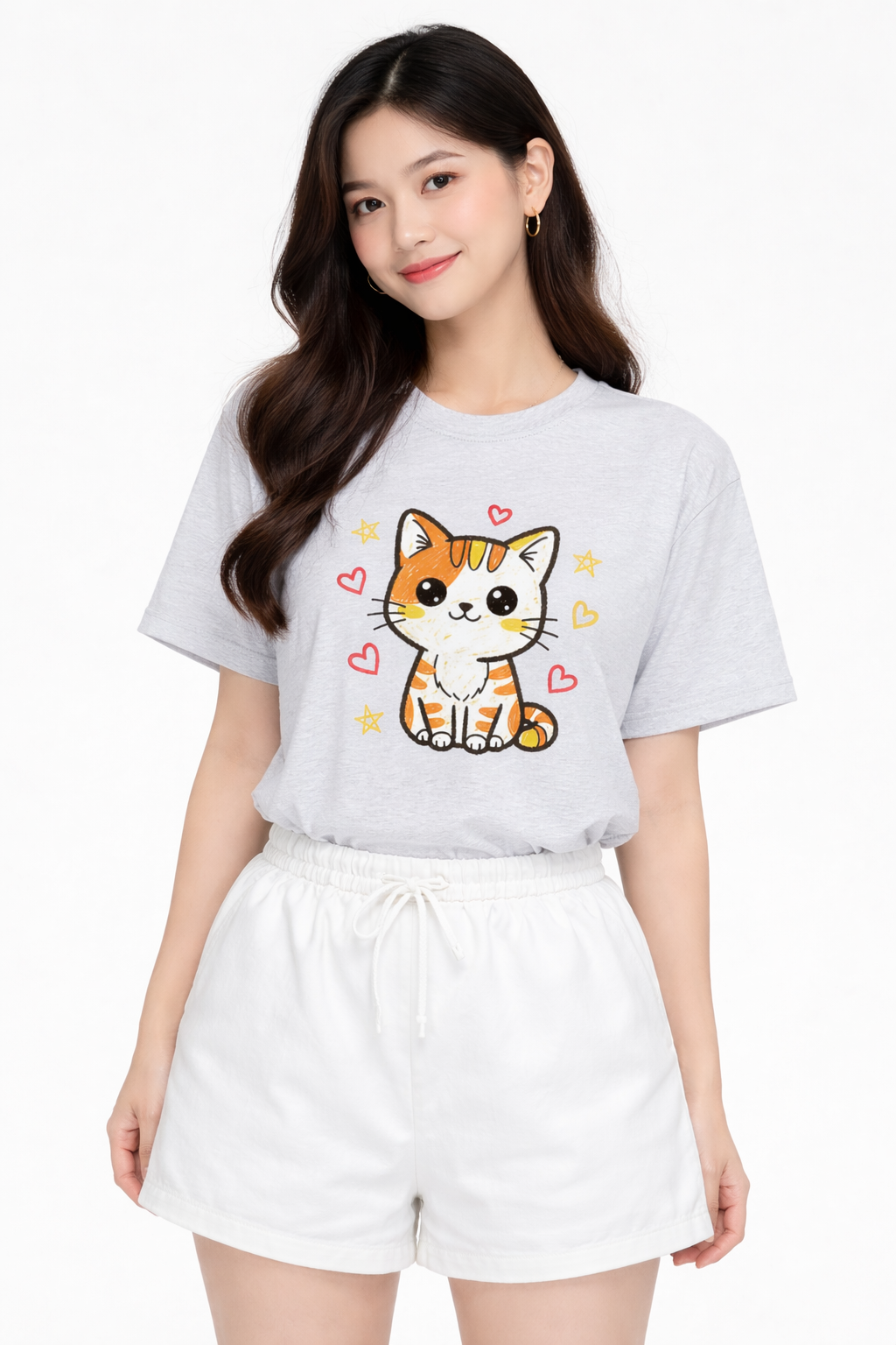 🐱✨ 'Cuddly Kitten' Heather Grey Tee ✨🐱