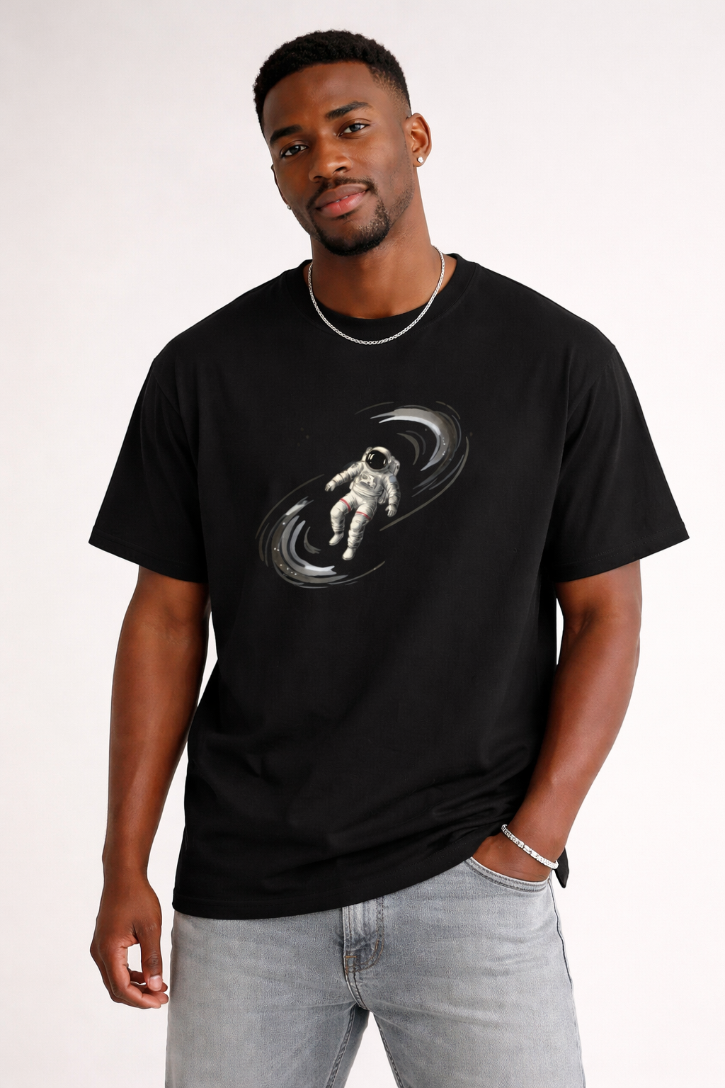 🚀 'Cosmic Drift' Spaceman Black Tee 🚀