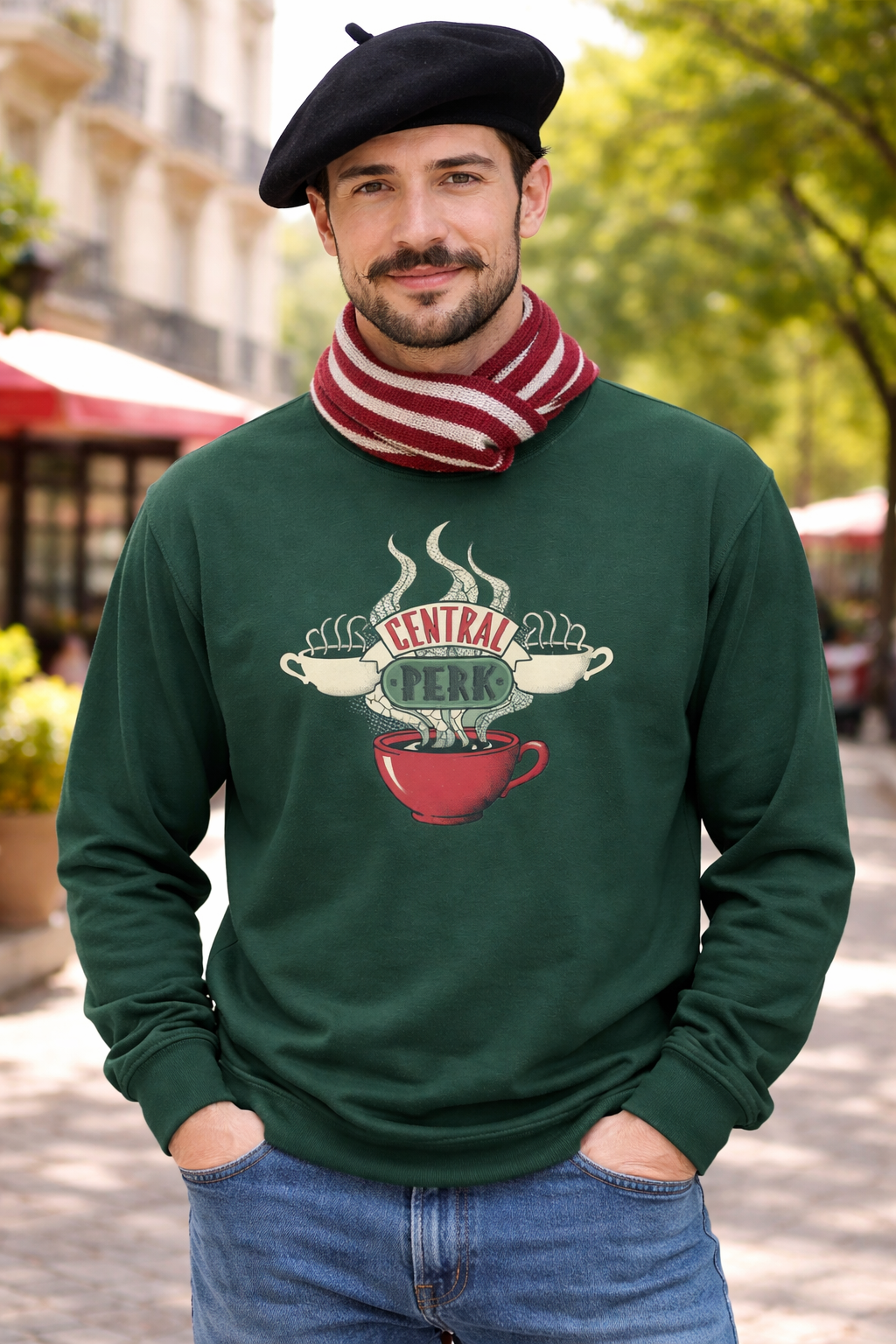 ☕️🌿 'Surreal Perk' Forest Green Sweatshirt 🌿☕️