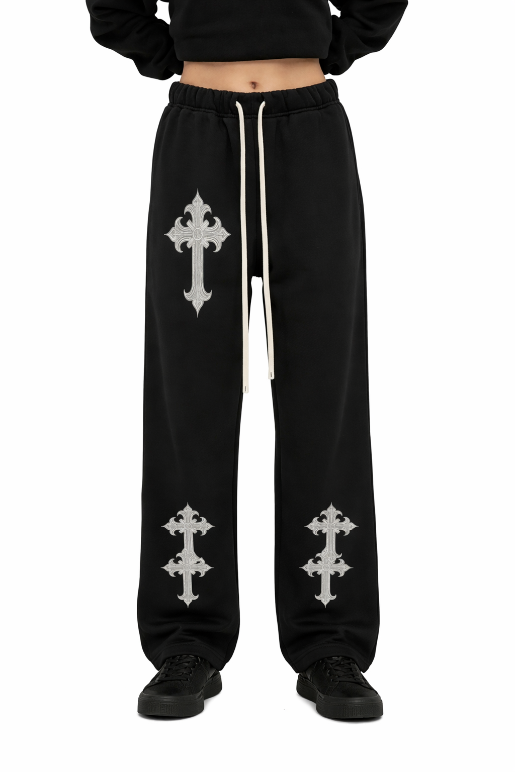 Unisex Solid Color Fleece Straight Leg Pants