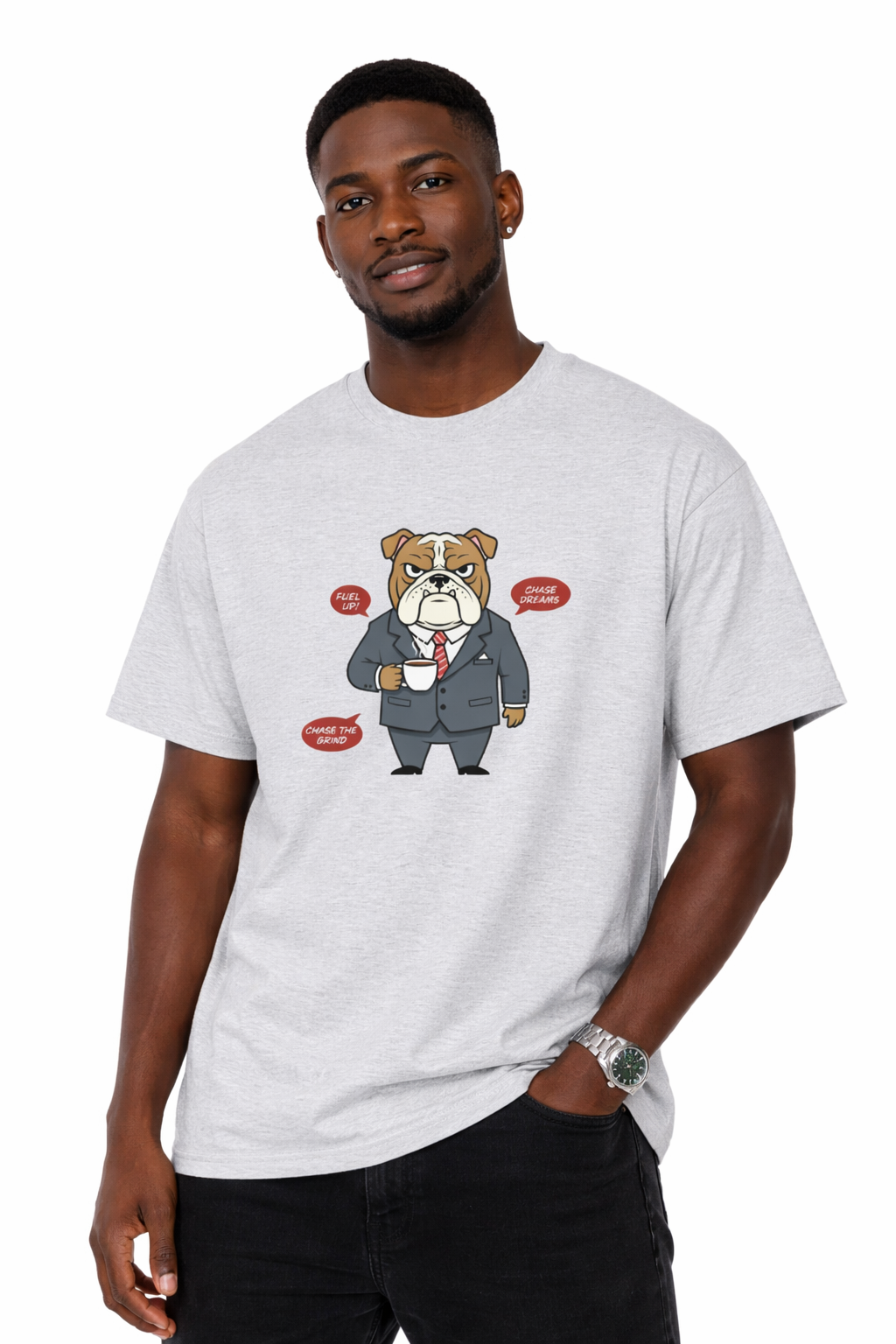 🐶☕ 'Executive Bulldog' Heather Grey Tee