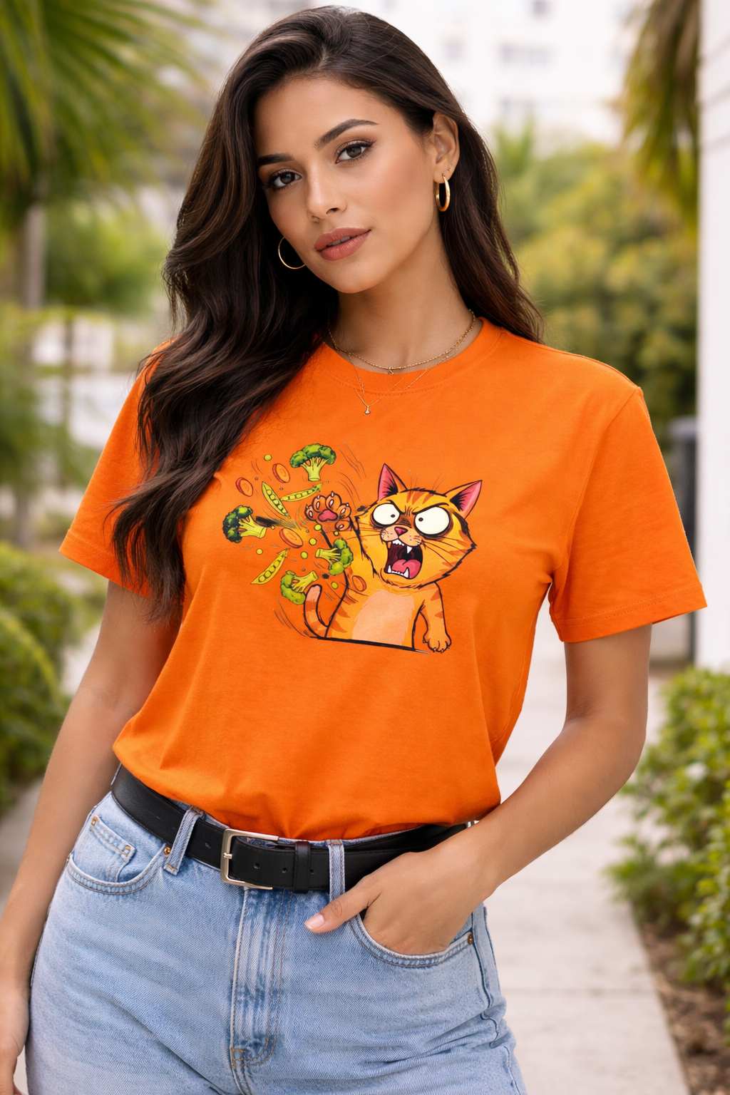 Angry Cat vs. Veggies
 Cotton T-Shirt