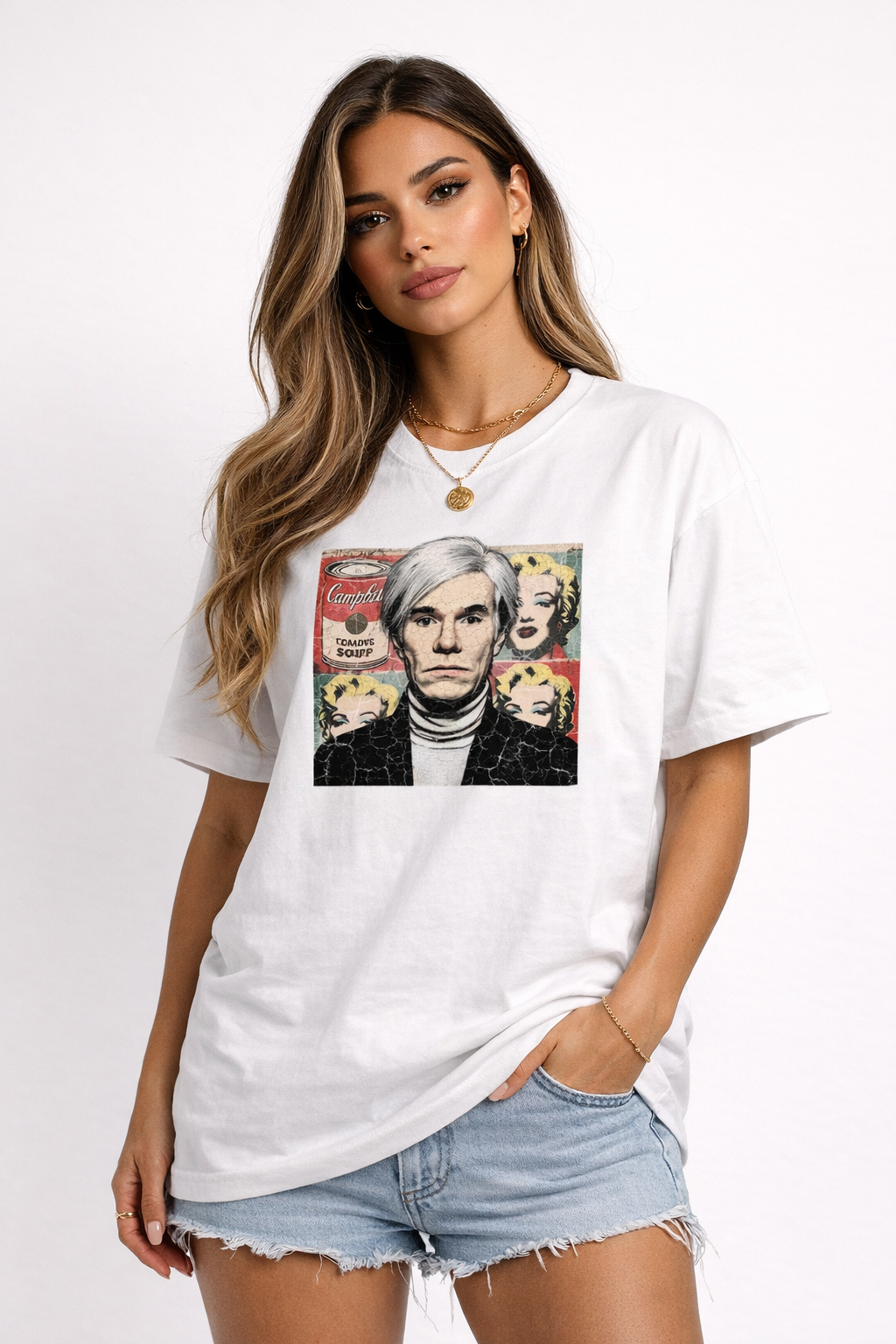 Andy Warhol Pop Art Heavyweight Hand-frayed T-Shirt