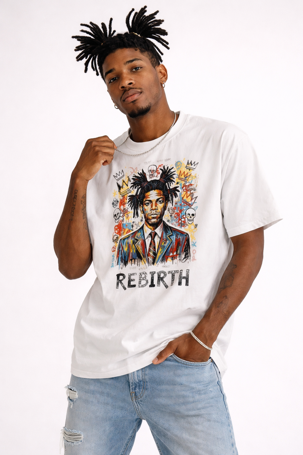 Jean-Michel Basquiat  Heavyweight Vintage Washed Frayed T-Shirt