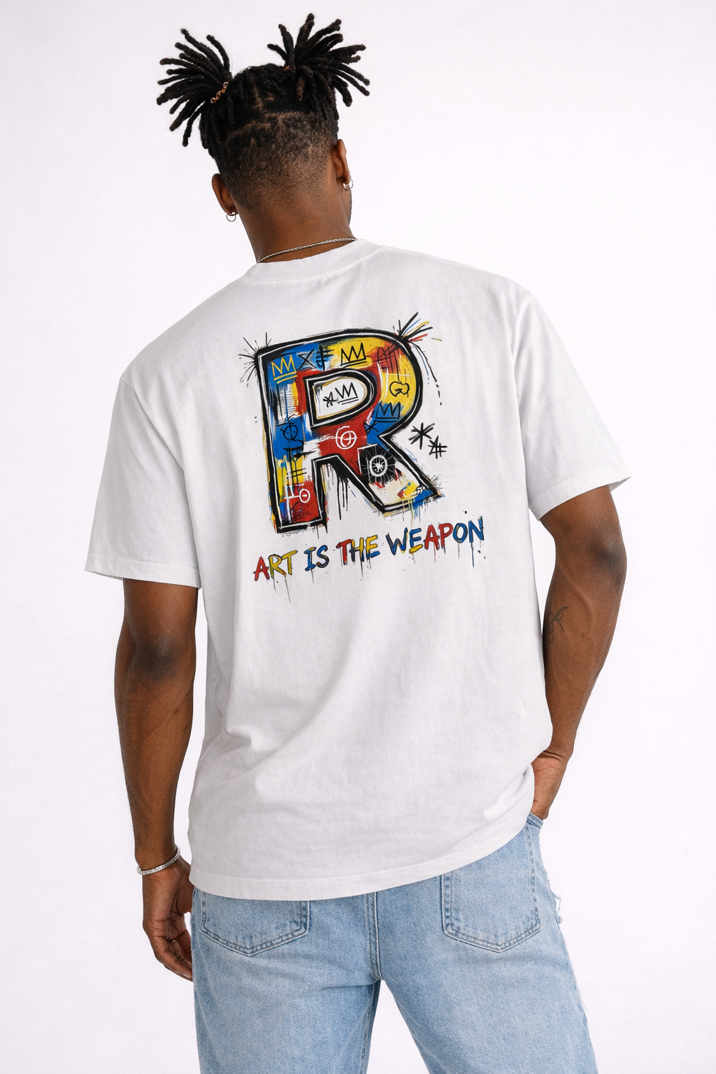 Jean-Michel Basquiat  Heavyweight Vintage Washed Frayed T-Shirt