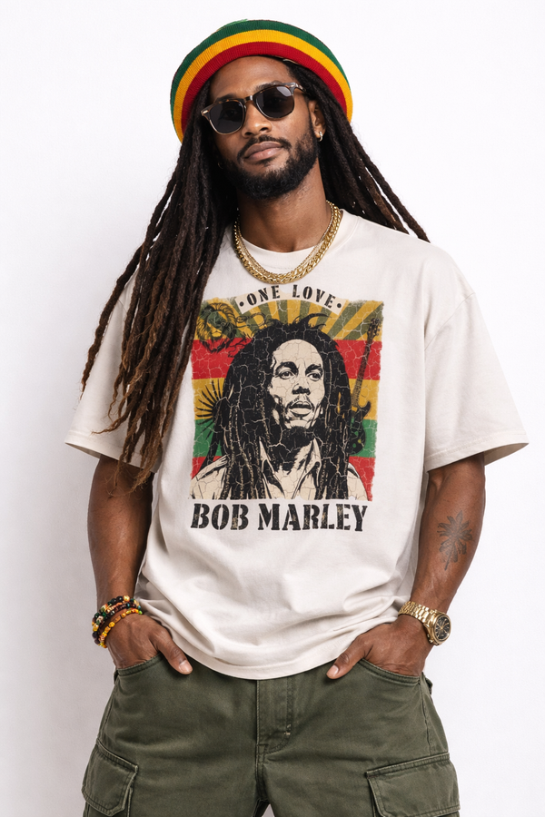 Bob Marley "One Love" Vintage Graphic T-Shirt - Relaxed Fit Retro Reggae Tee
