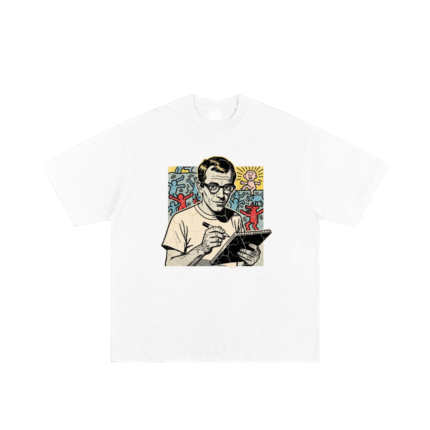 Keith Haring Illustration Heavyweight Hand-frayed T-Shirt