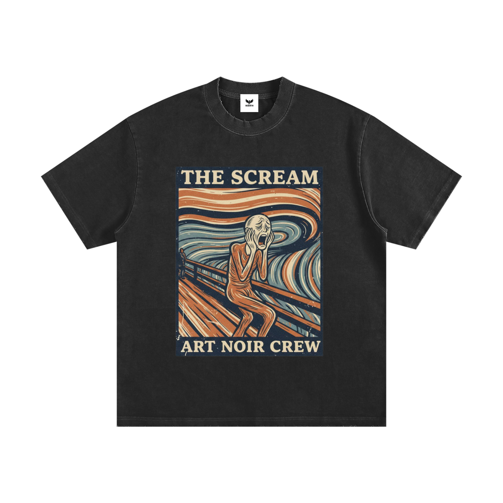 Art Noir Heavyweight Vintage Washed Frayed T-Shirt