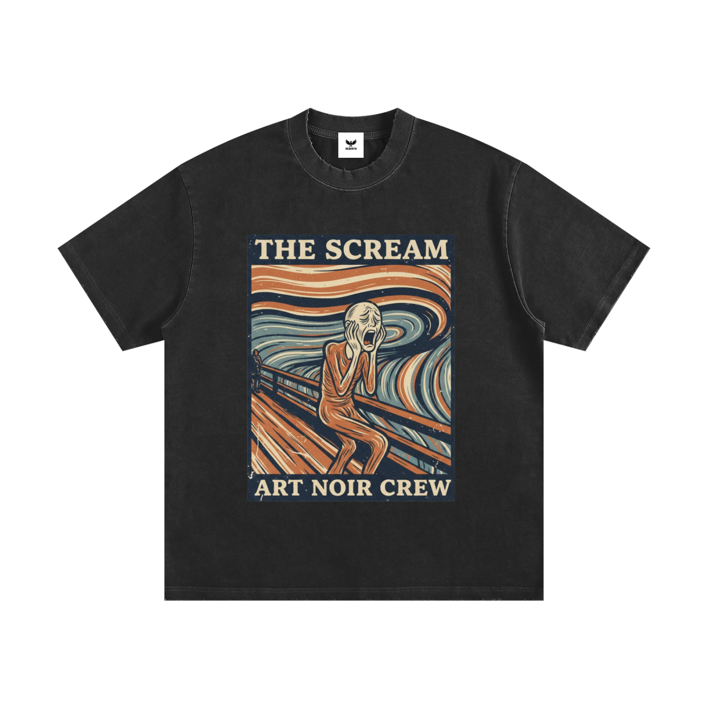 Art Noir Heavyweight Vintage Washed Frayed T-Shirt