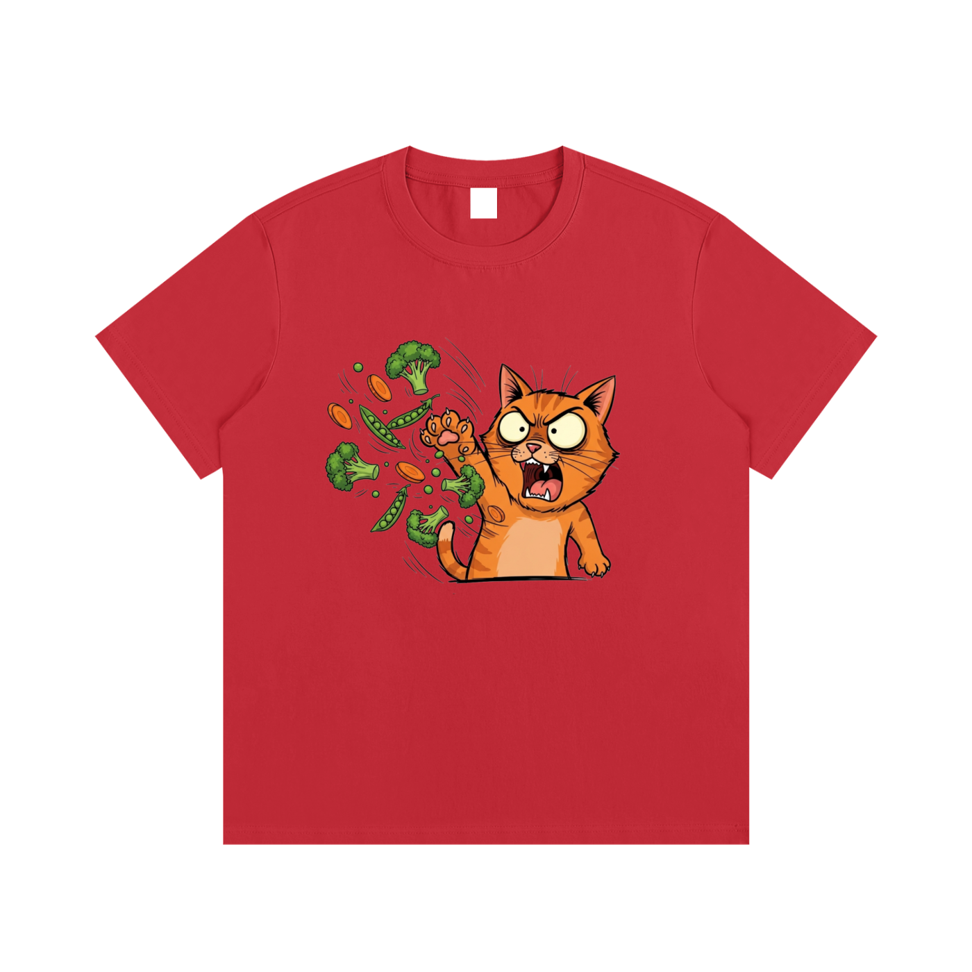 Angry Cat vs. Veggies
 Cotton T-Shirt