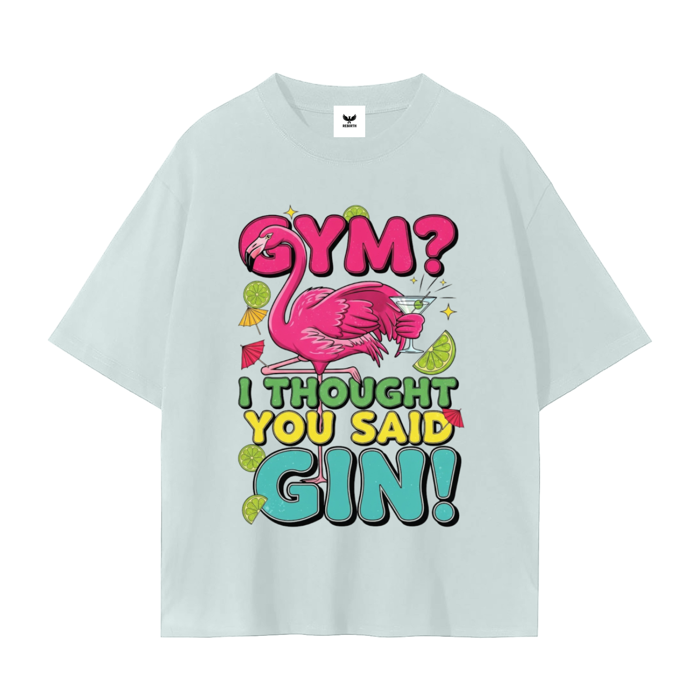 Funny Flamingo Gin T-Shirt - Tropical Cocktail Graphic Tee Unisex Seamless T-Shirt