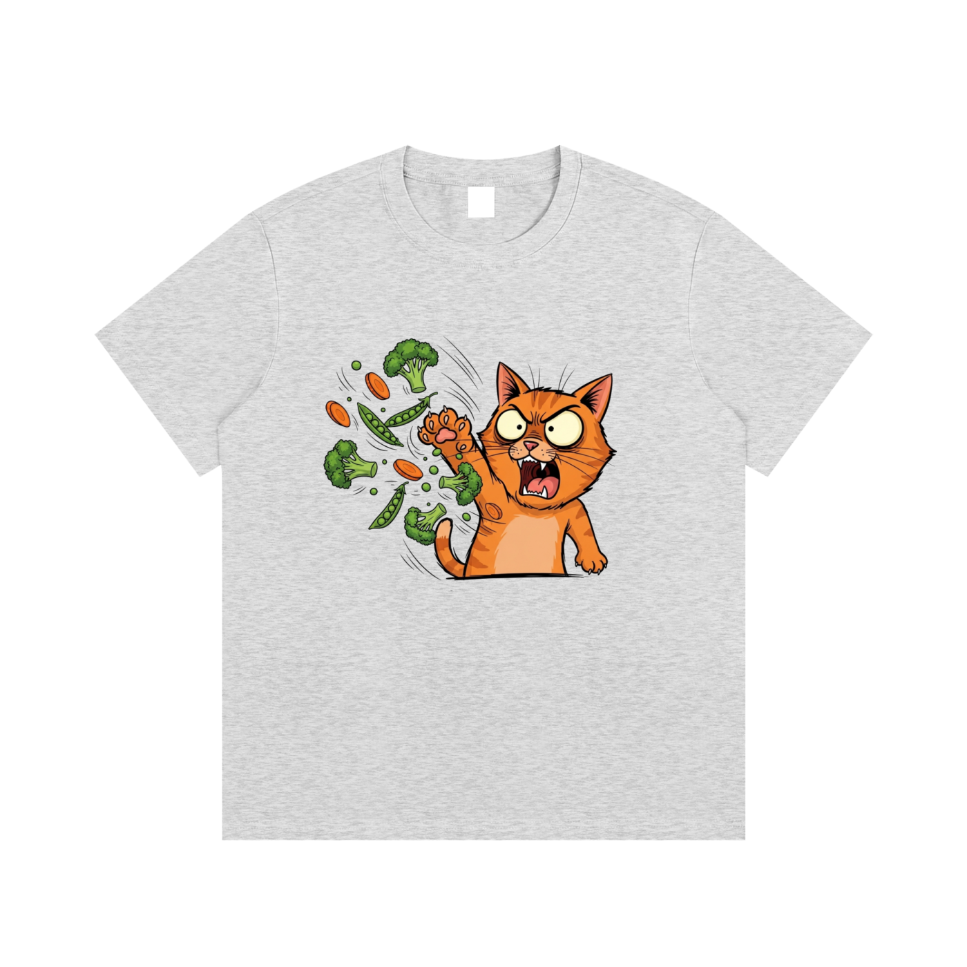 Angry Cat vs. Veggies
 Cotton T-Shirt