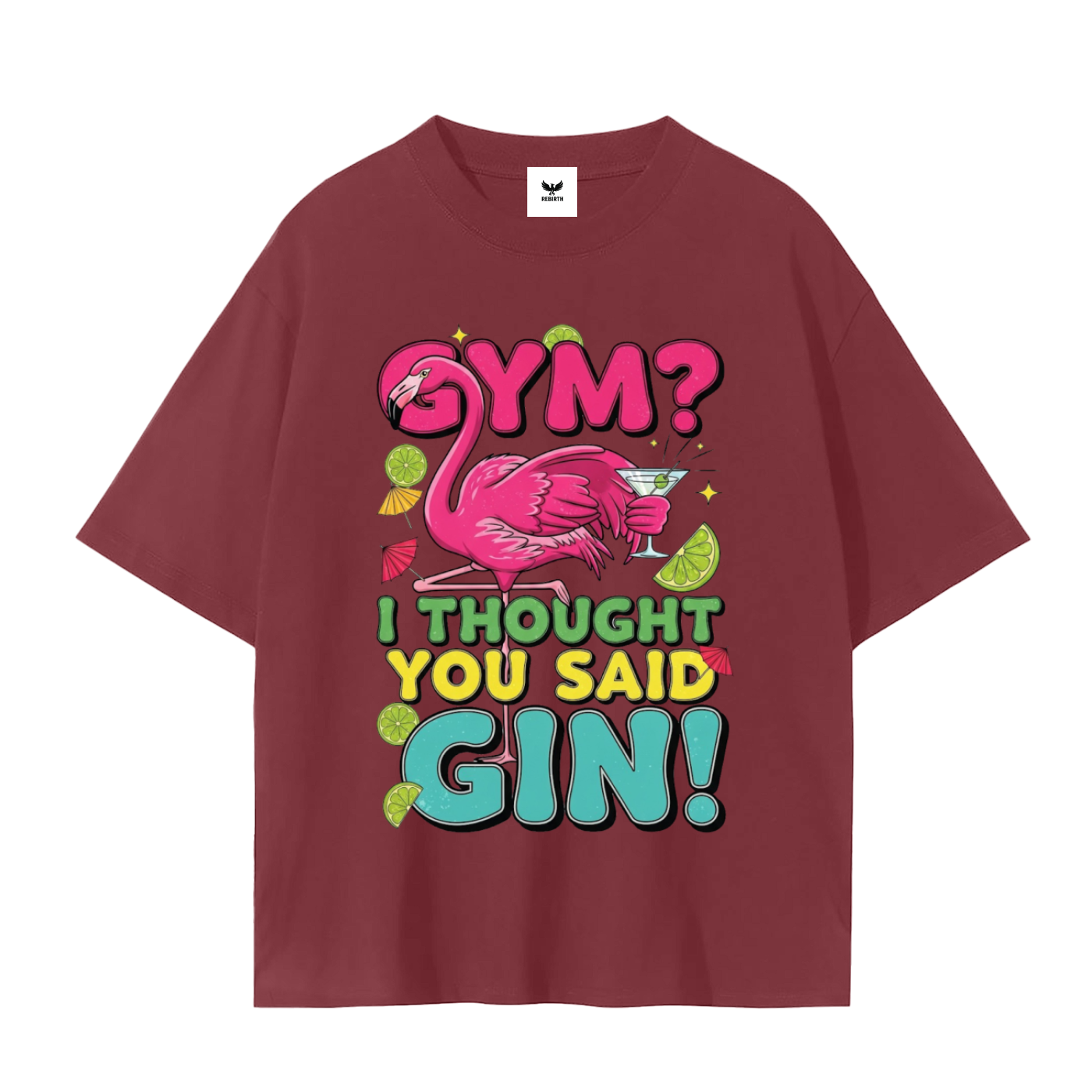 Funny Flamingo Gin T-Shirt - Tropical Cocktail Graphic Tee Unisex Seamless T-Shirt