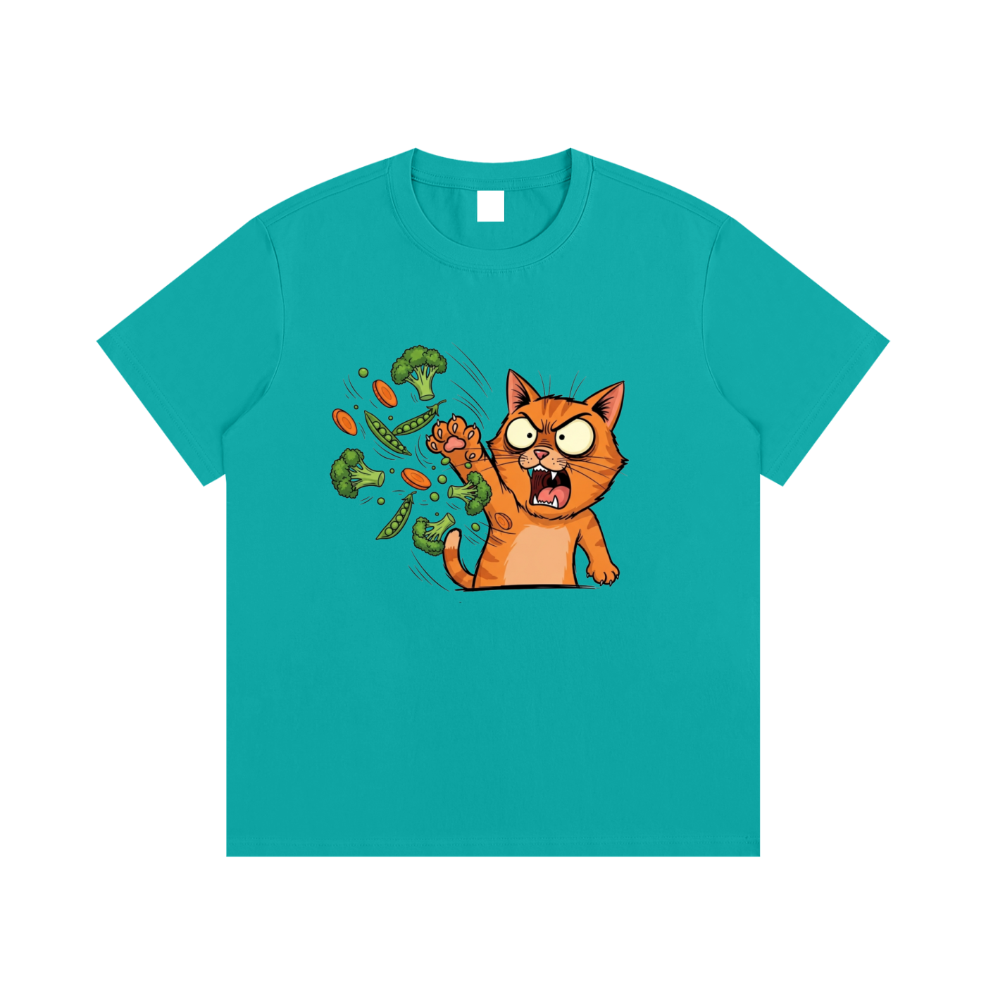 Angry Cat vs. Veggies
 Cotton T-Shirt