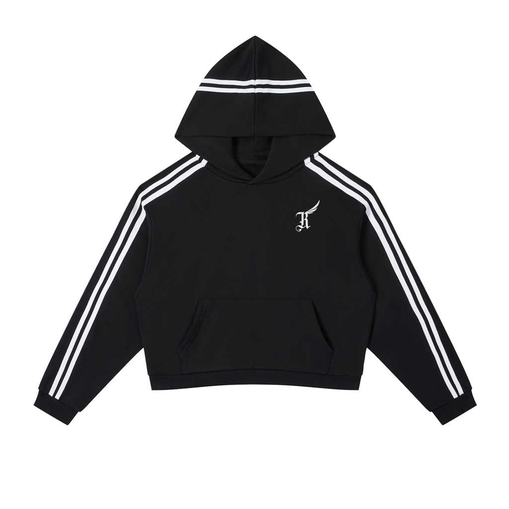 Contrast Side Stripe Cropped Hoodie