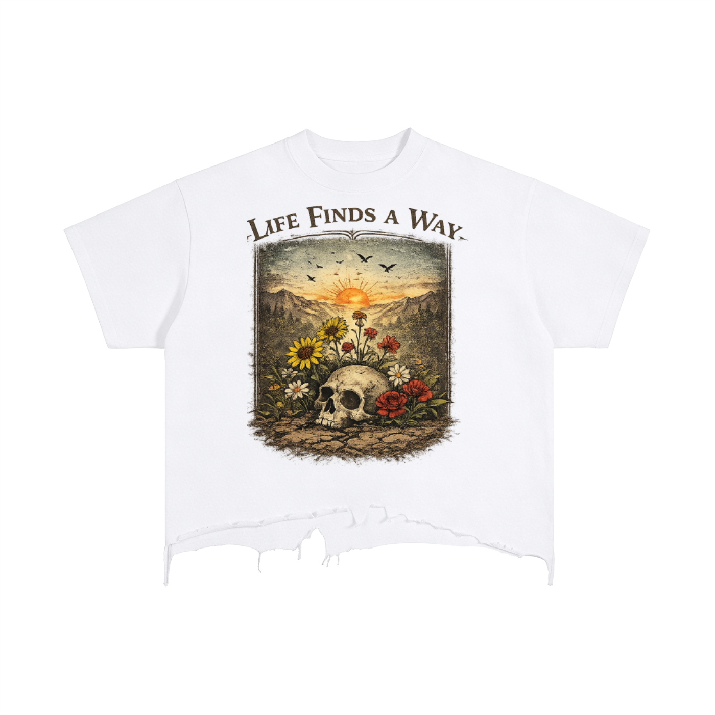 Vintage Wash Boxy Distressed Hem T-Shirt