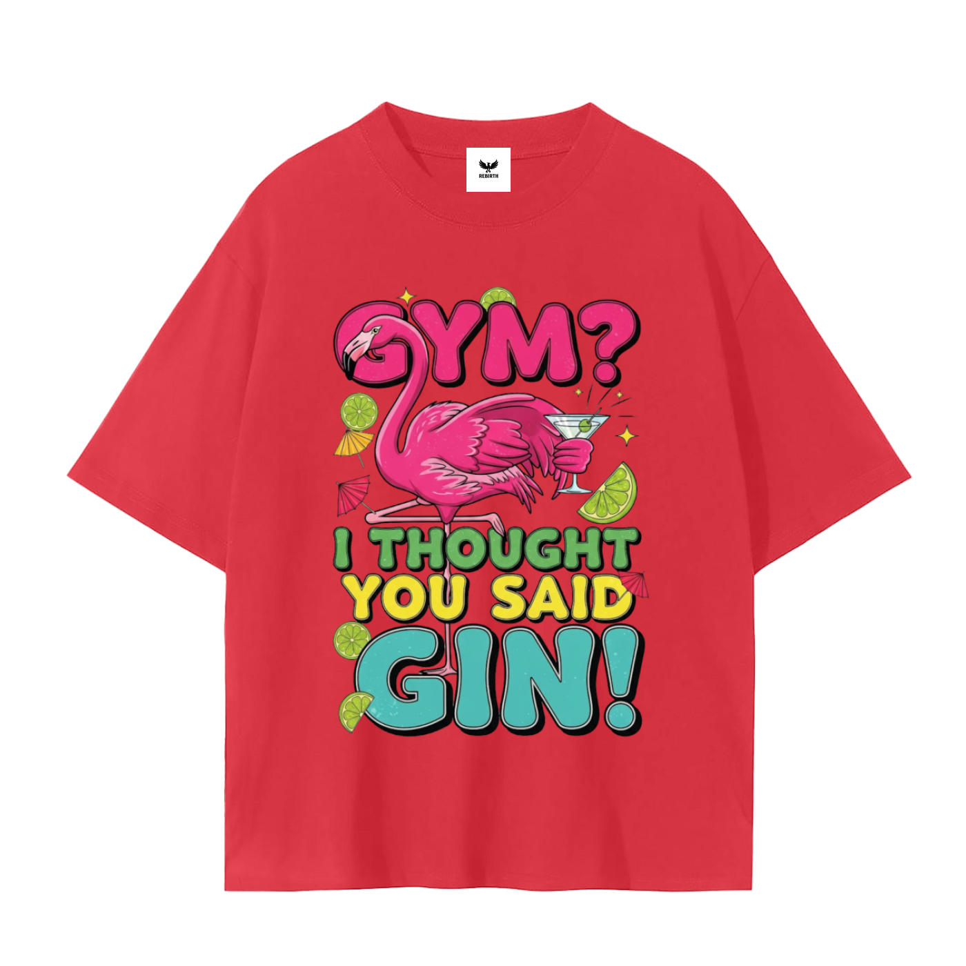 Funny Flamingo Gin T-Shirt - Tropical Cocktail Graphic Tee Unisex Seamless T-Shirt