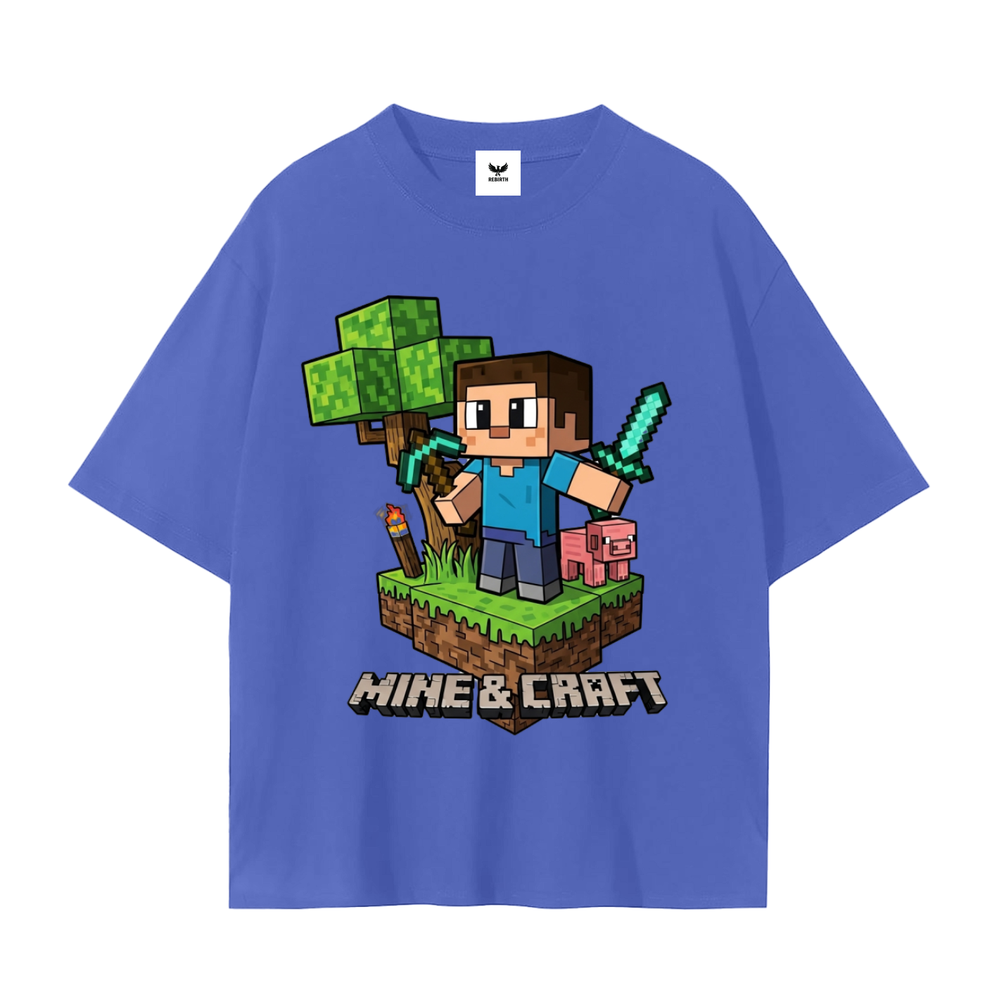 Gamer Elite: "Mine & Craft" Block-Style Graphic Tee.