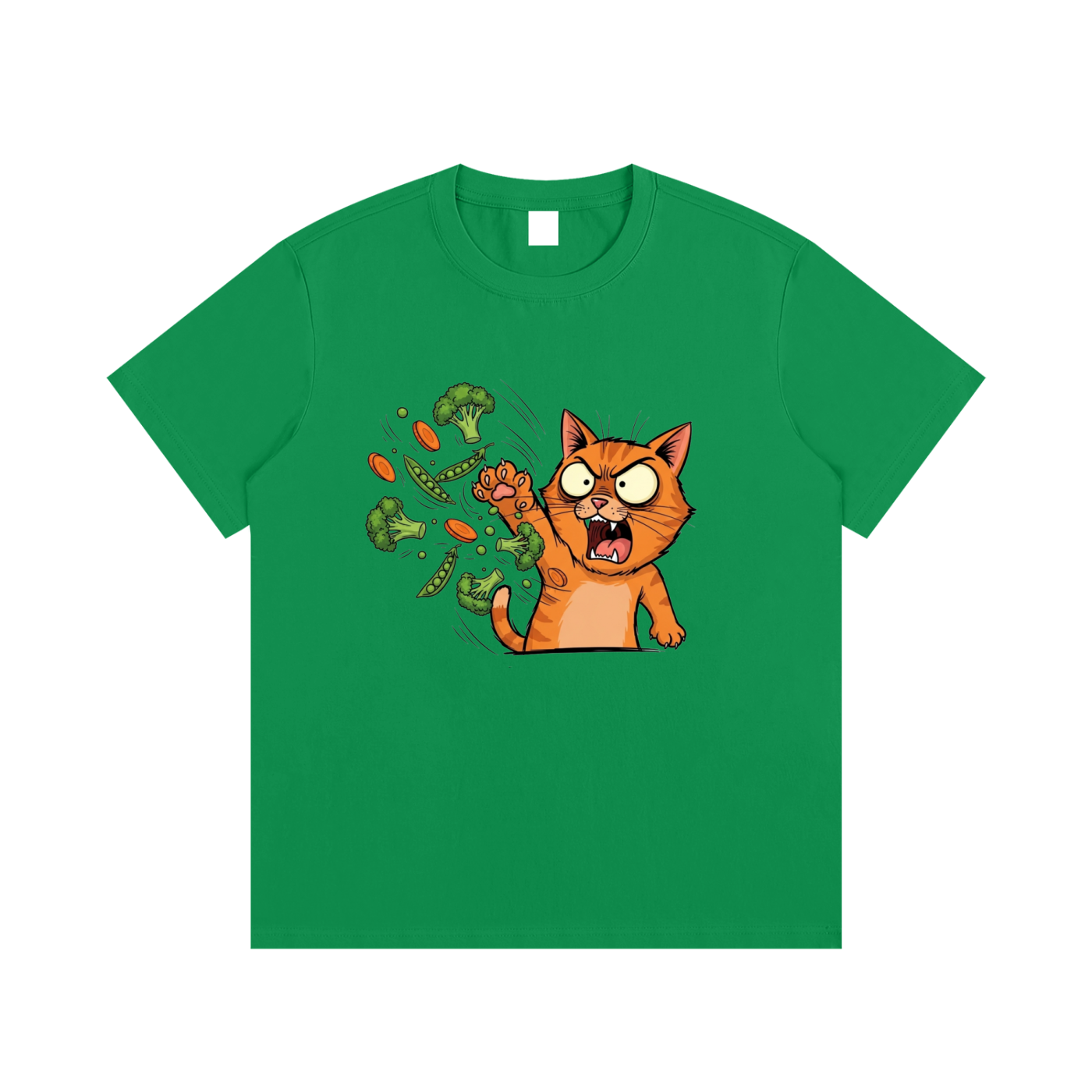 Angry Cat vs. Veggies
 Cotton T-Shirt