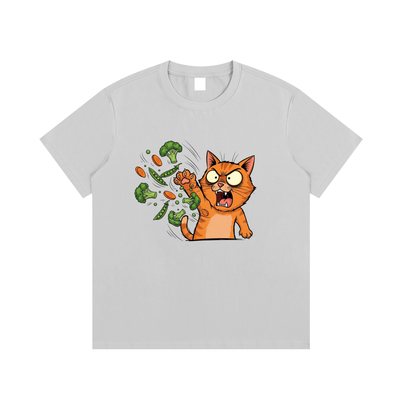 Angry Cat vs. Veggies
 Cotton T-Shirt