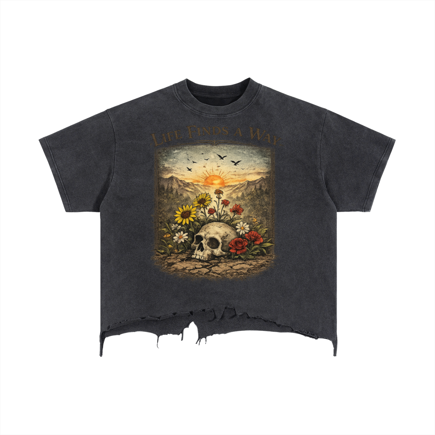 Vintage Wash Boxy Distressed Hem T-Shirt