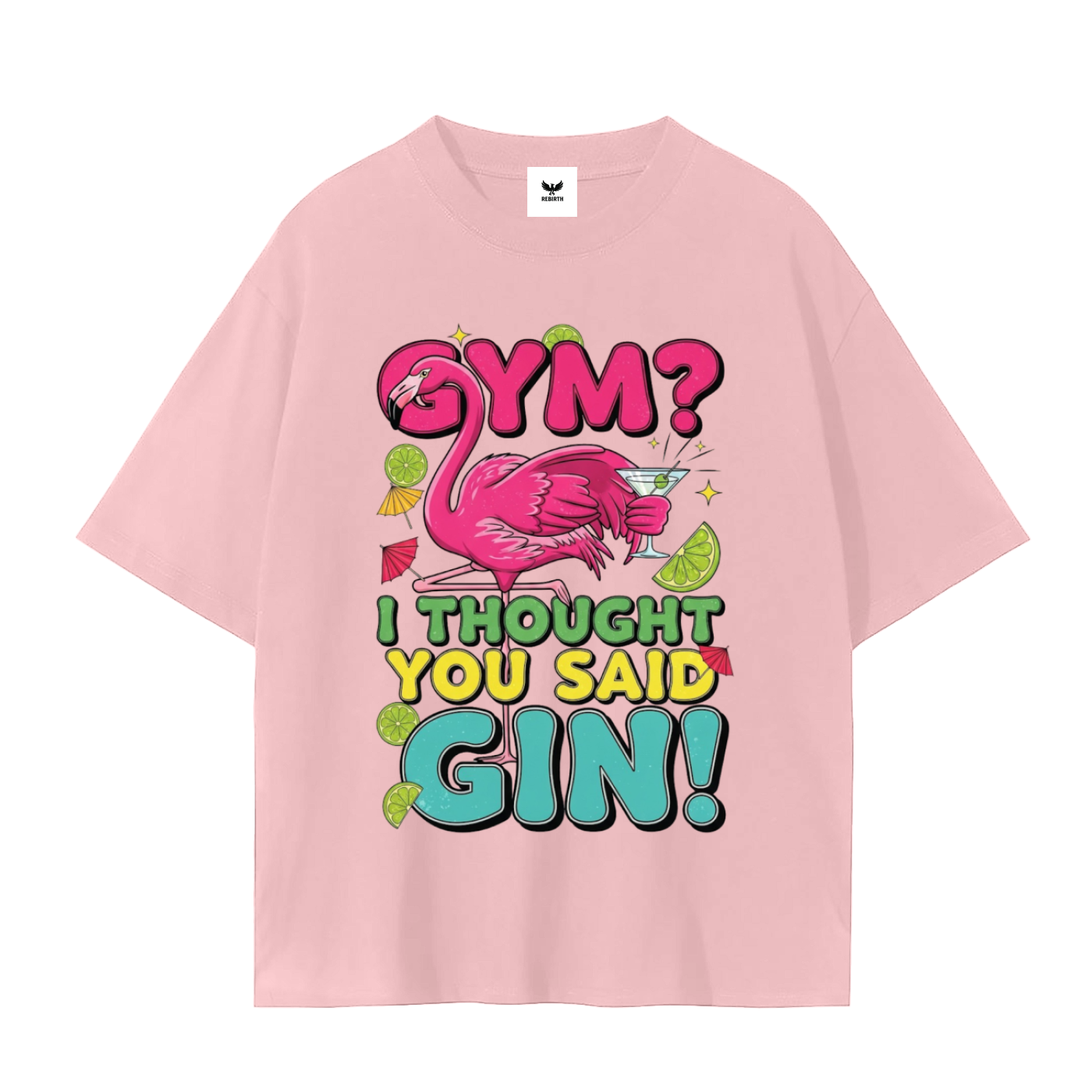 Funny Flamingo Gin T-Shirt - Tropical Cocktail Graphic Tee Unisex Seamless T-Shirt
