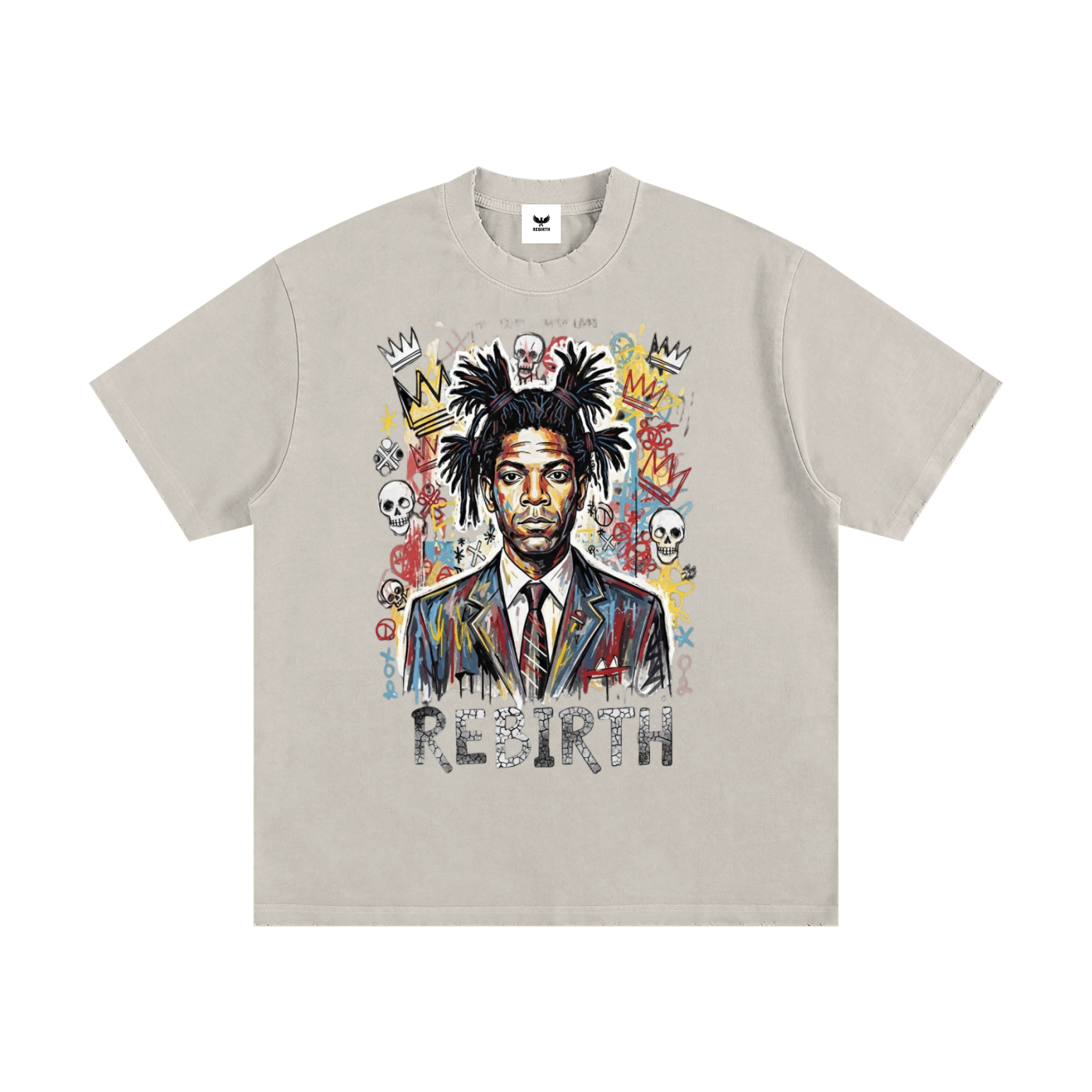 Jean-Michel Basquiat  Heavyweight Vintage Washed Frayed T-Shirt